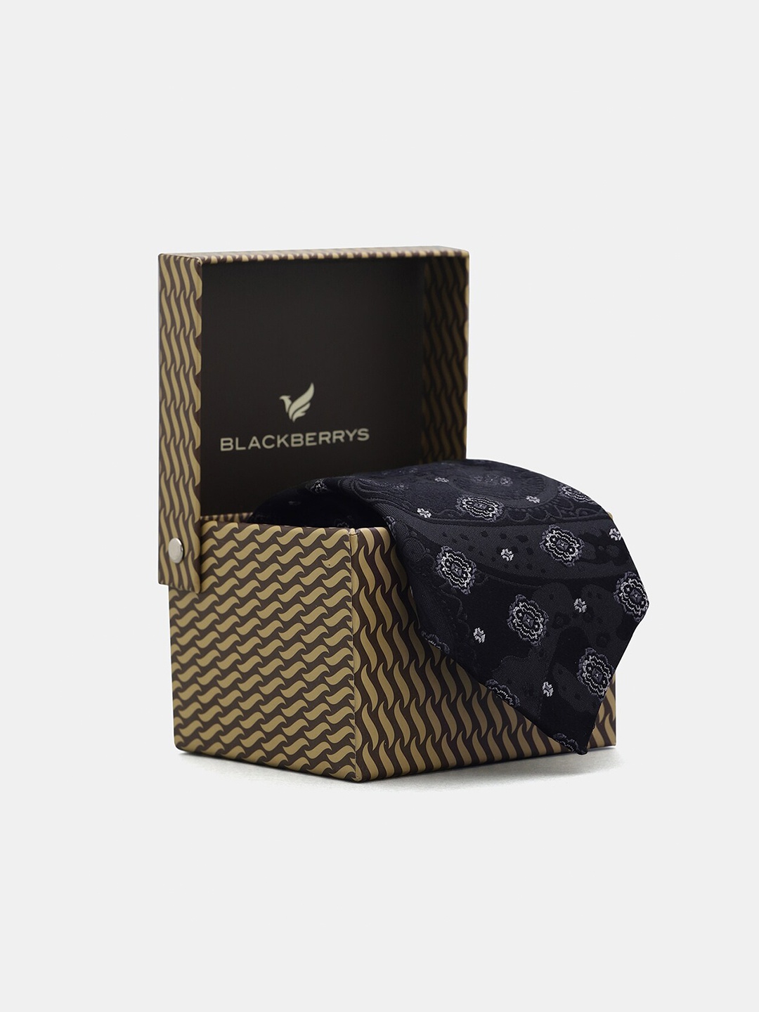

Blackberrys Woven Design Silk Skinny Tie, Black