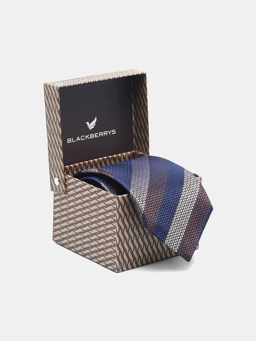 

Blackberrys Men Striped Silk Skinny Tie, Brown