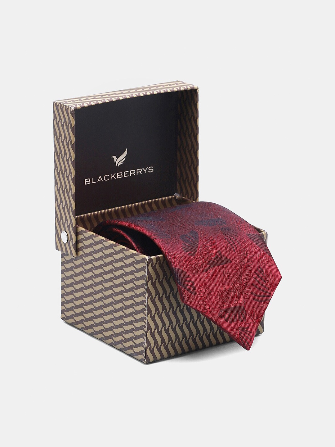 

Blackberrys Men Woven design Silk Skinny Tie, Red