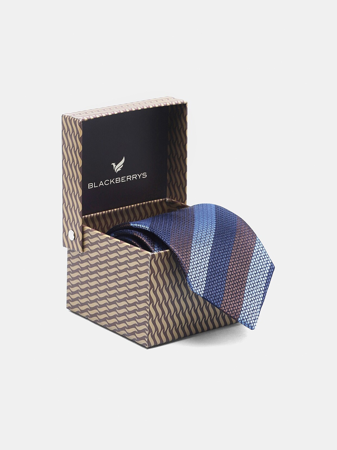 

Blackberrys Men Striped Silk Skinny Tie, Navy blue