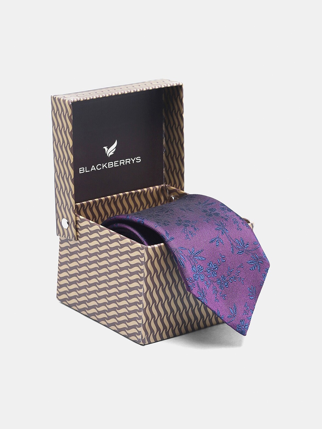

Blackberrys Men Printed Silk Skinny Tie, Purple