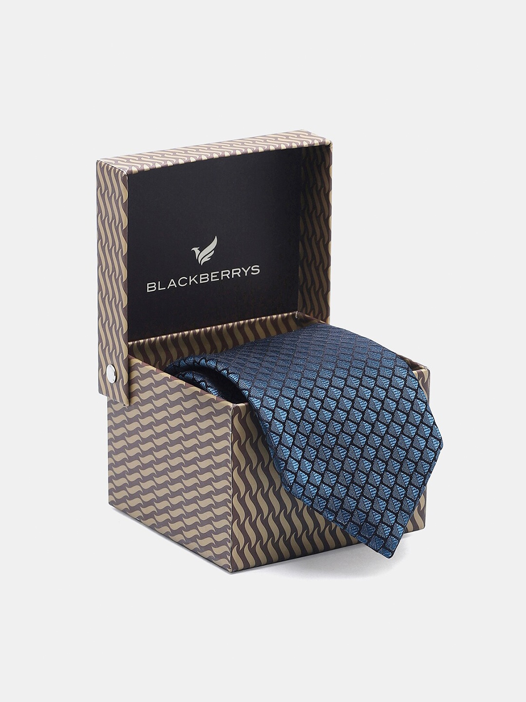 

Blackberrys Men Printed Silk Skinny Tie, Blue