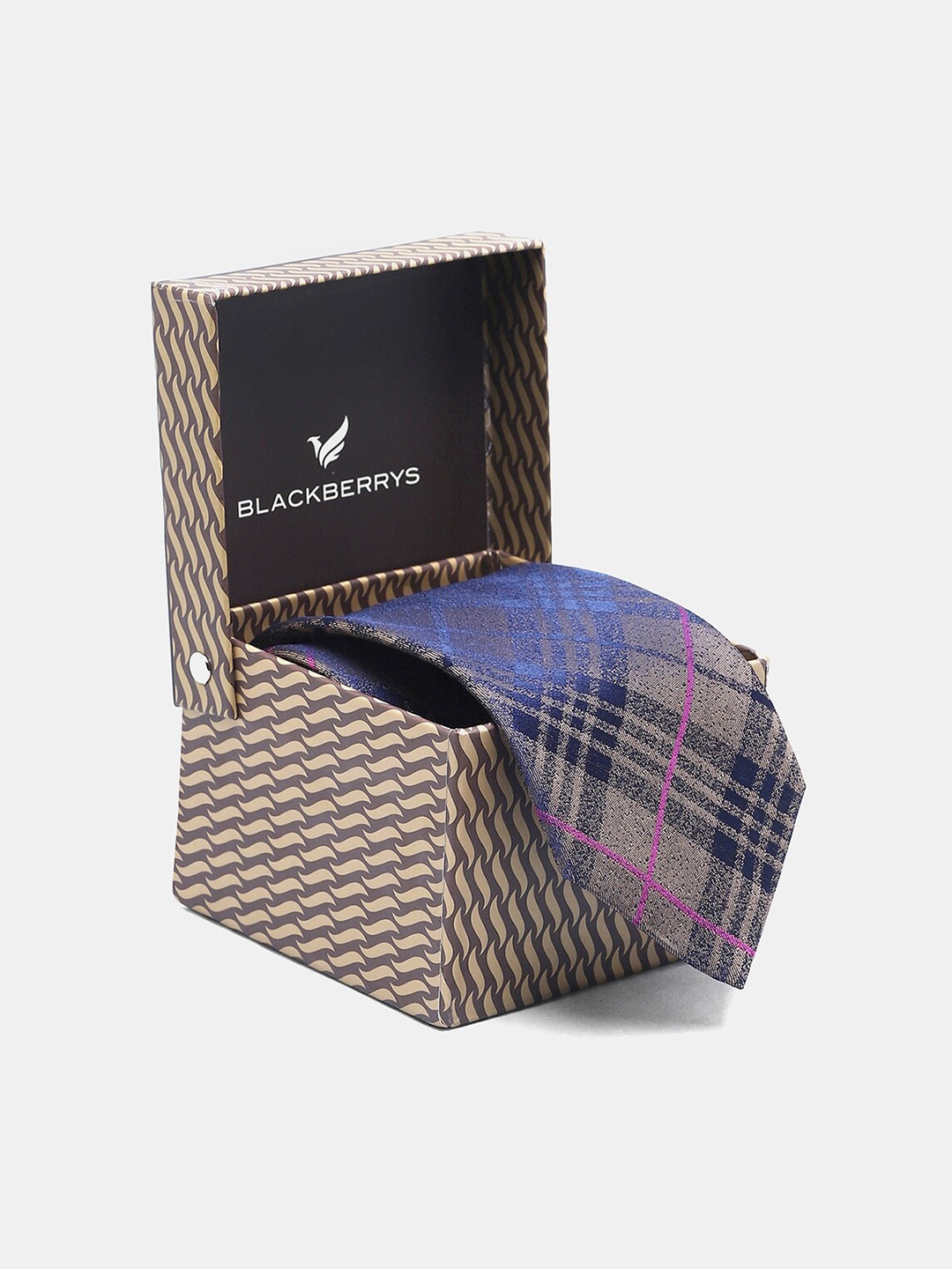 

Blackberrys Men Blue Checked Silk Skinny Tie, Brown