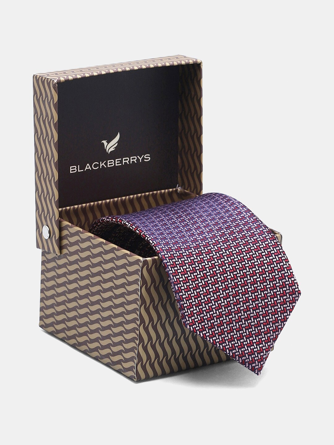 

Blackberrys Men Maroon Woven Design Skinny Tie