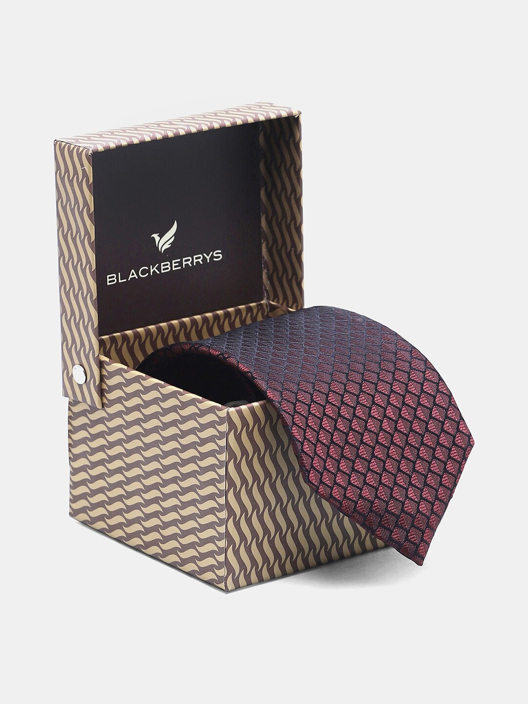 

Blackberrys Men Woven Design Silk Skinny Tie, Red