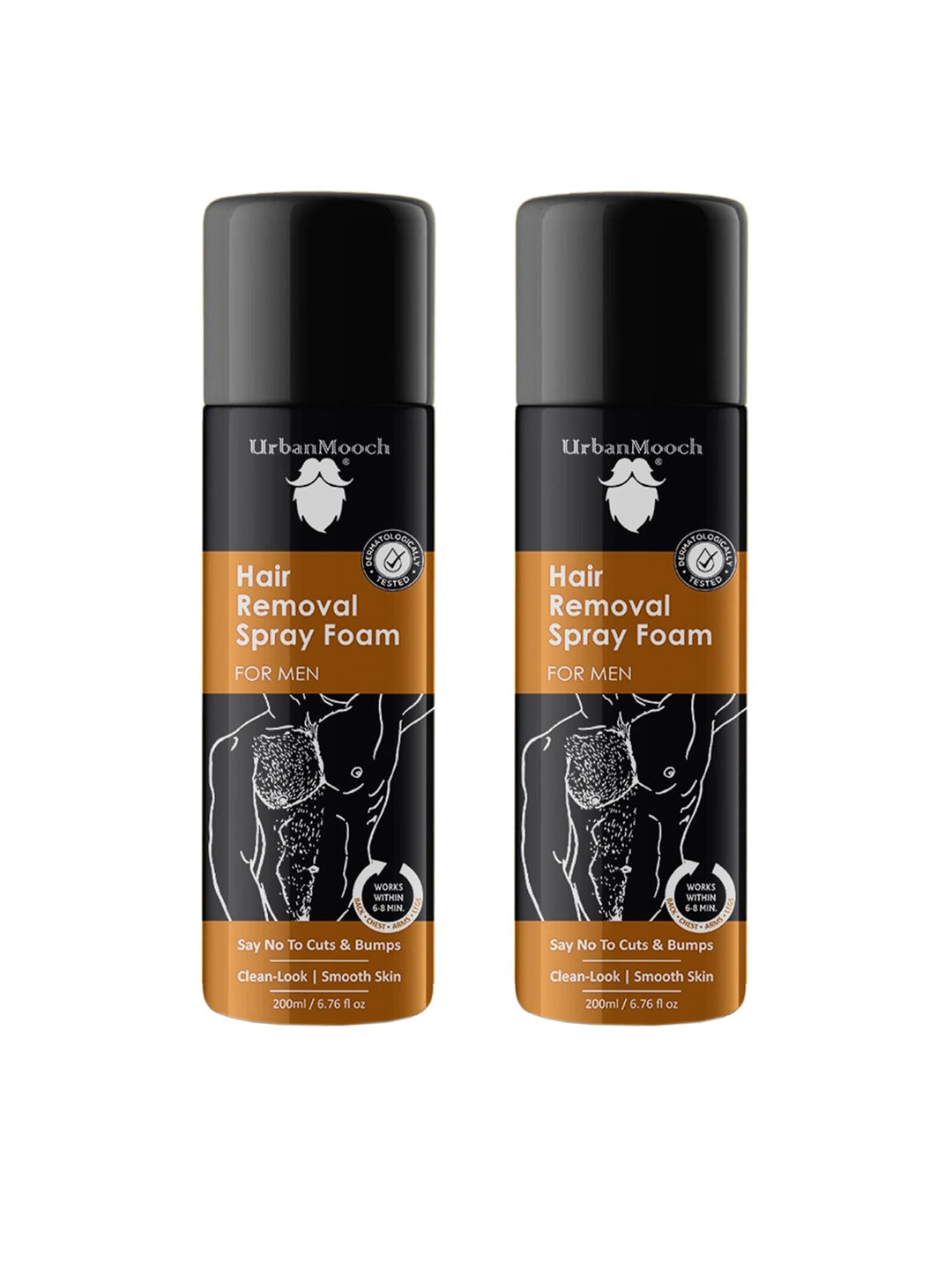 

UrbanMooch Men Set of 2 Hair Removal Spray Foam - 200 ml each, Black