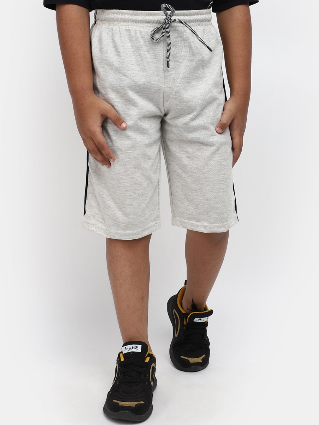 

V-Mart Boys Mid-Rise Knee Length Cotton Shorts, Grey