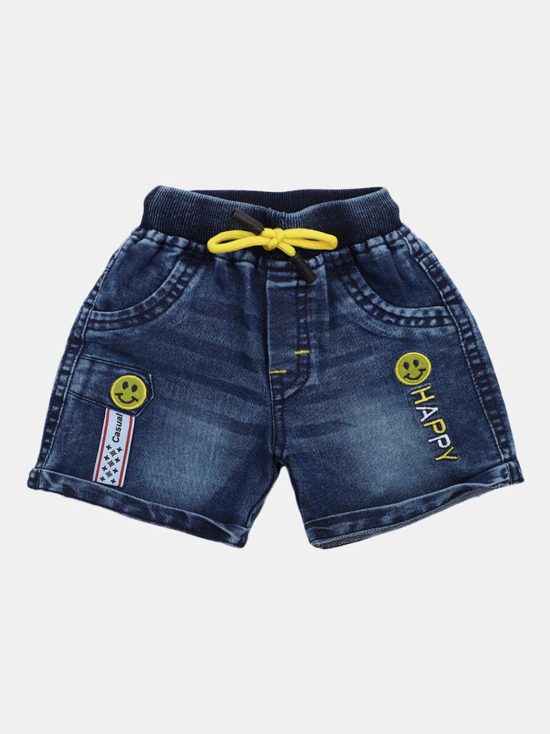 

V-Mart Infant Boys Mid-Rise Washed Cotton Denim Shorts, Blue
