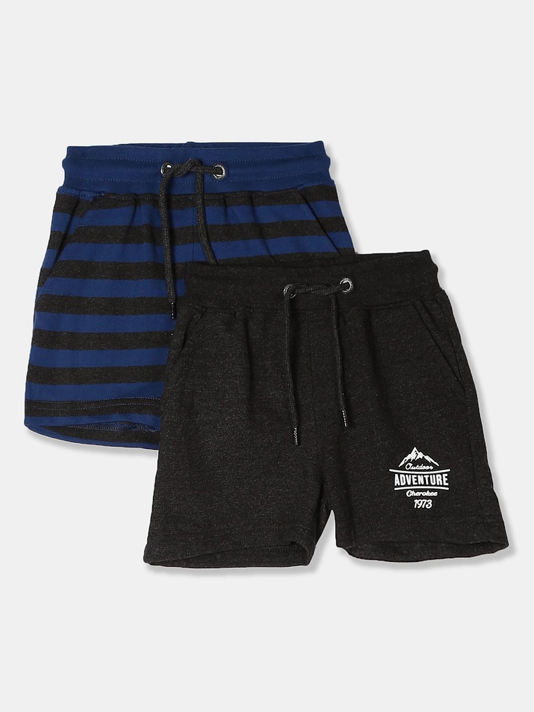 

V-Mart Boys Pack Of 2 Mid-Rise Cotton Shorts, Navy blue