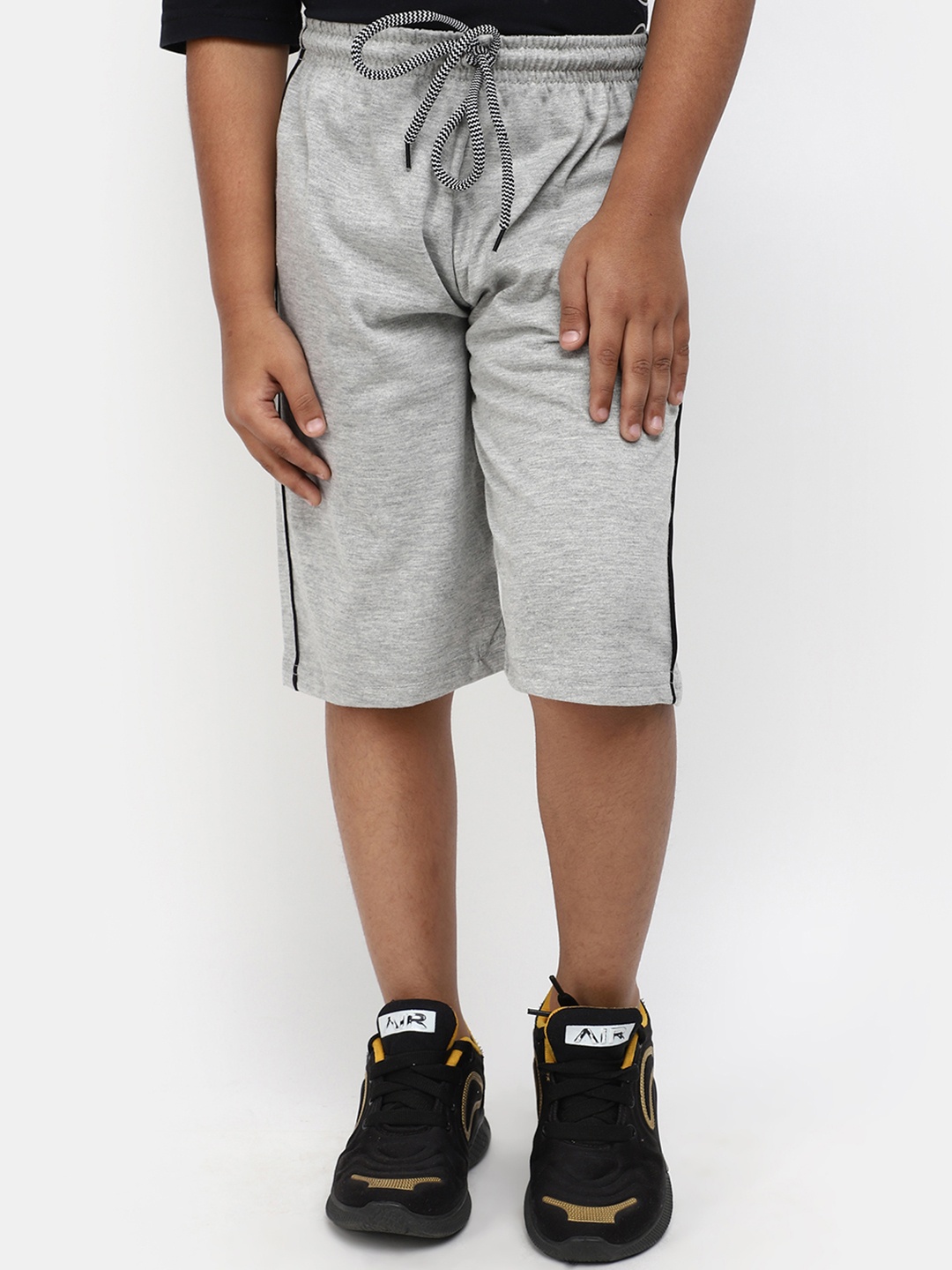 

V-Mart Boys Mid-Rise Knee Length Cotton Shorts, Grey