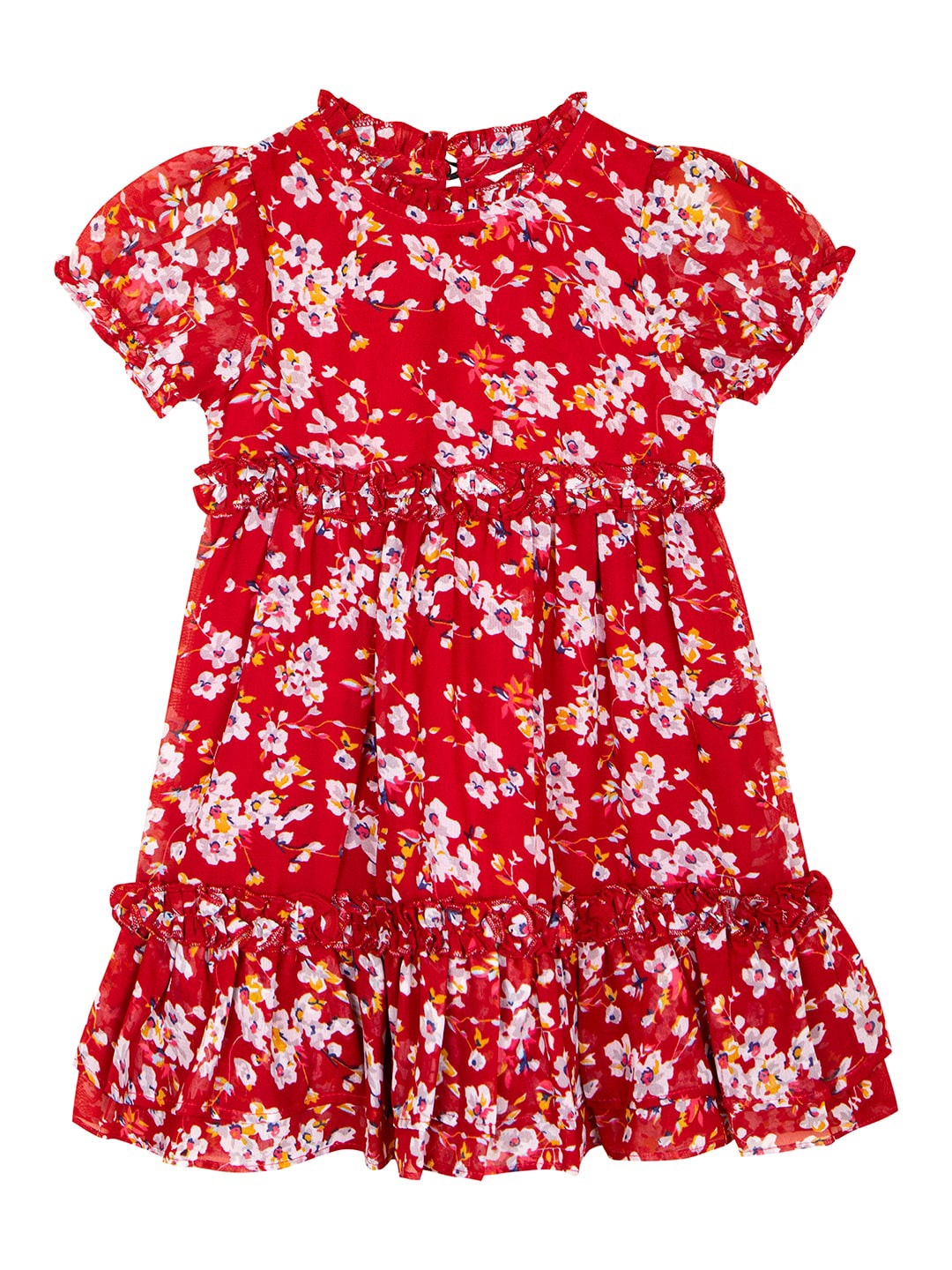 

Budding Bees Girls Floral Print Georgette A-Line Dress, Maroon
