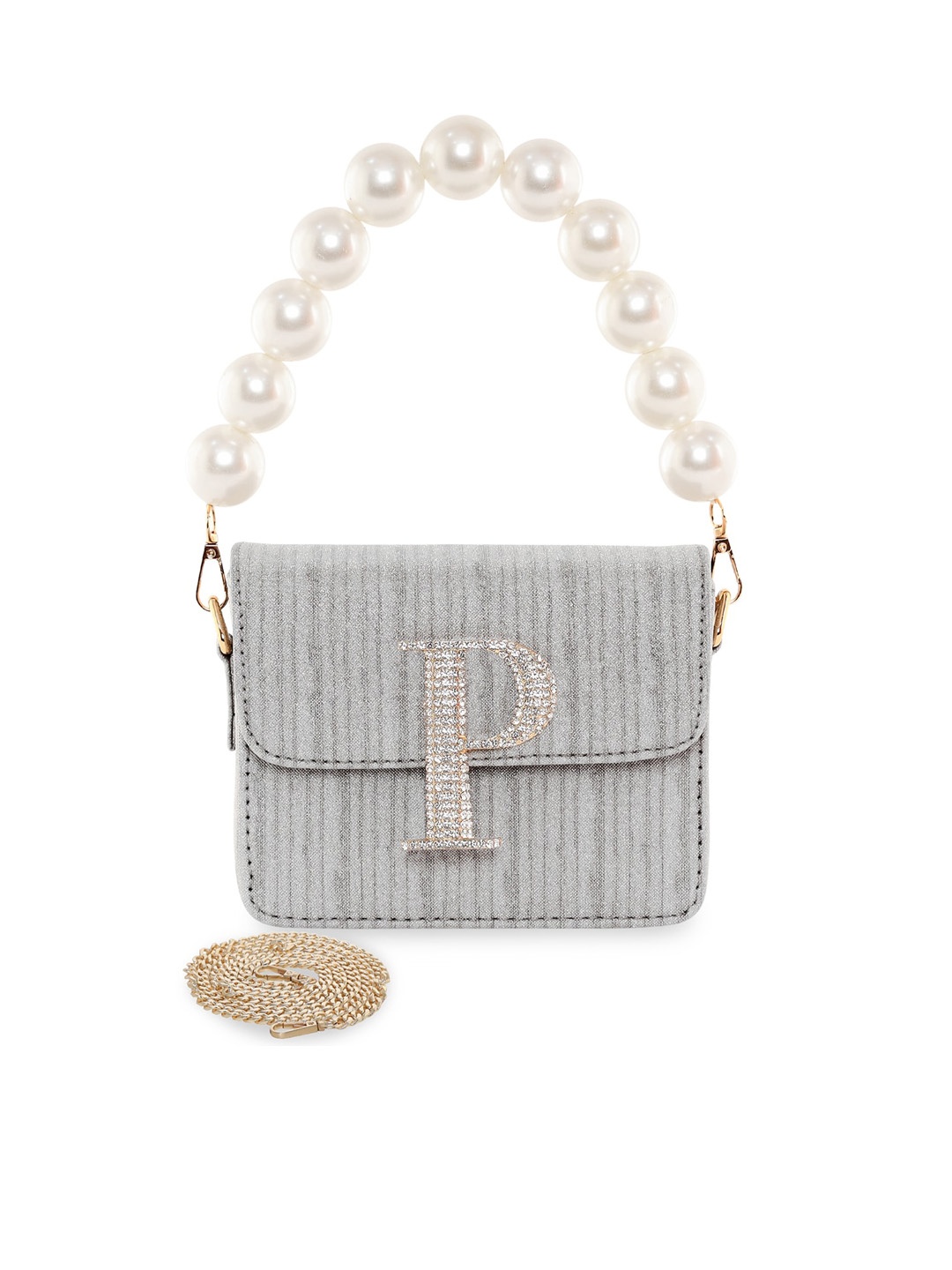 

ESBEDA Embellished Structured Sling Bag, Grey