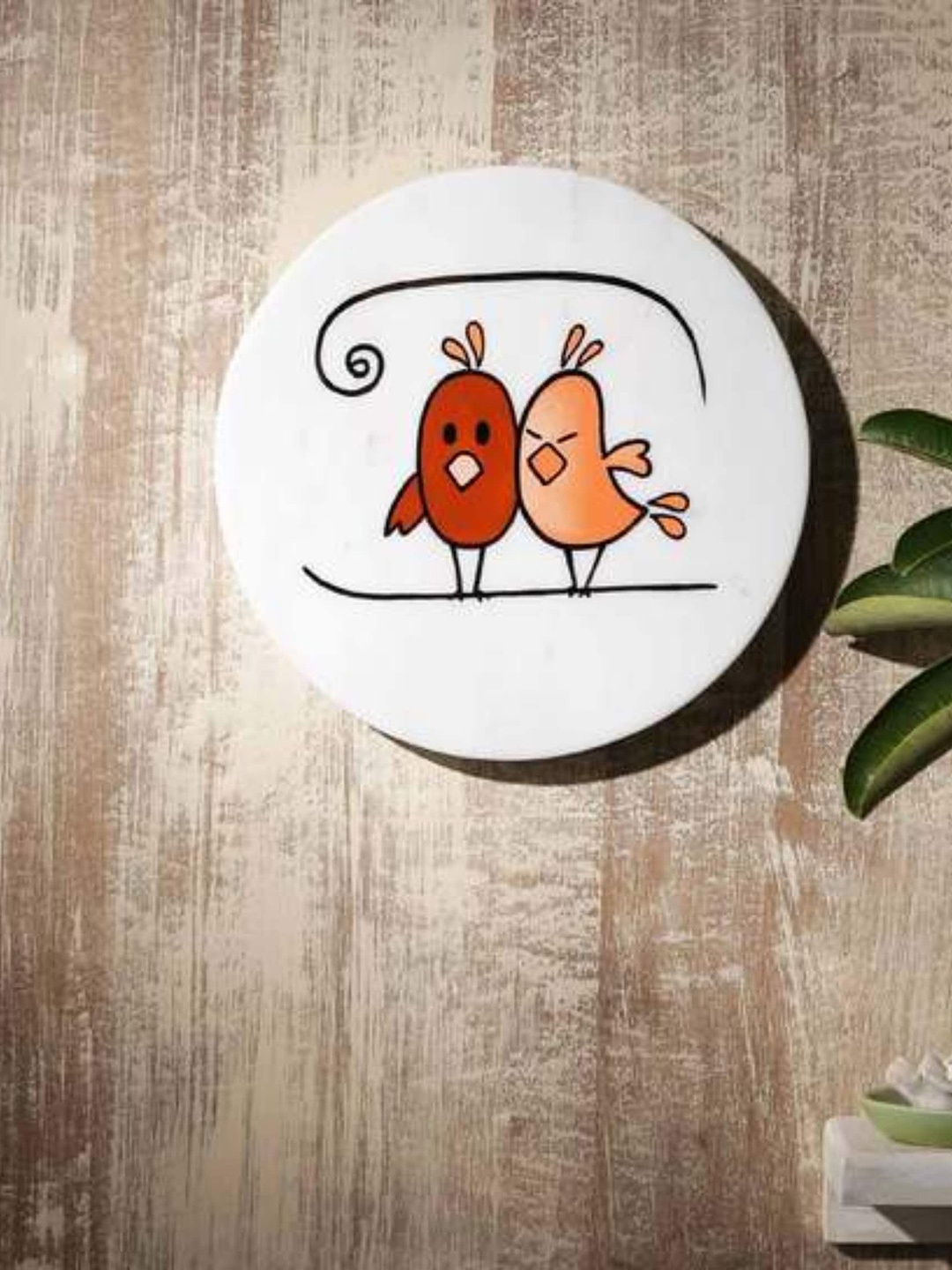 

POSH-N-PLUSH White & Red Printed Marble Wall Art