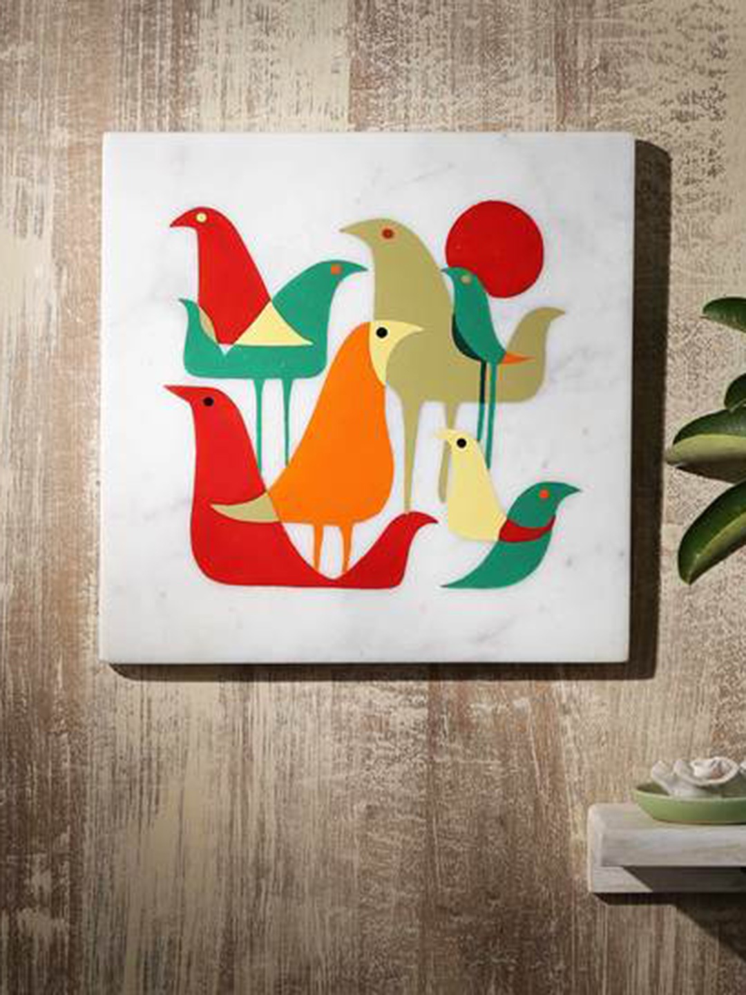 

POSH-N-PLUSH Orange & White Serenity Printed Marble Wall Art