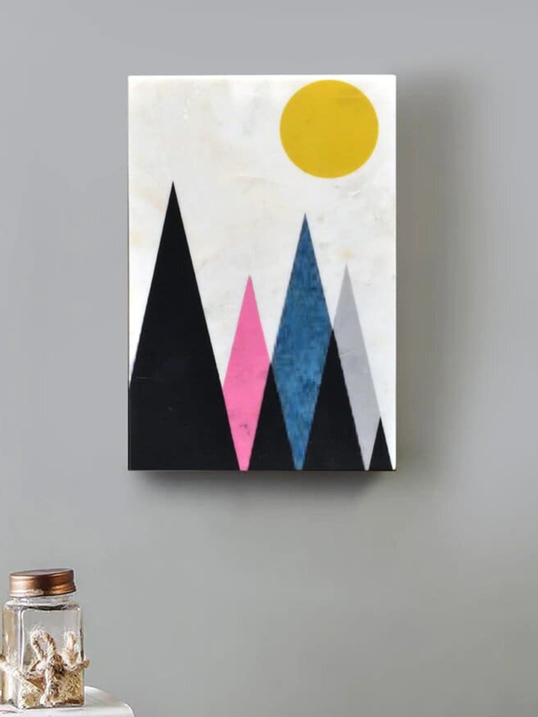 

POSH-N-PLUSH White & Black Printed Marble Wall Art