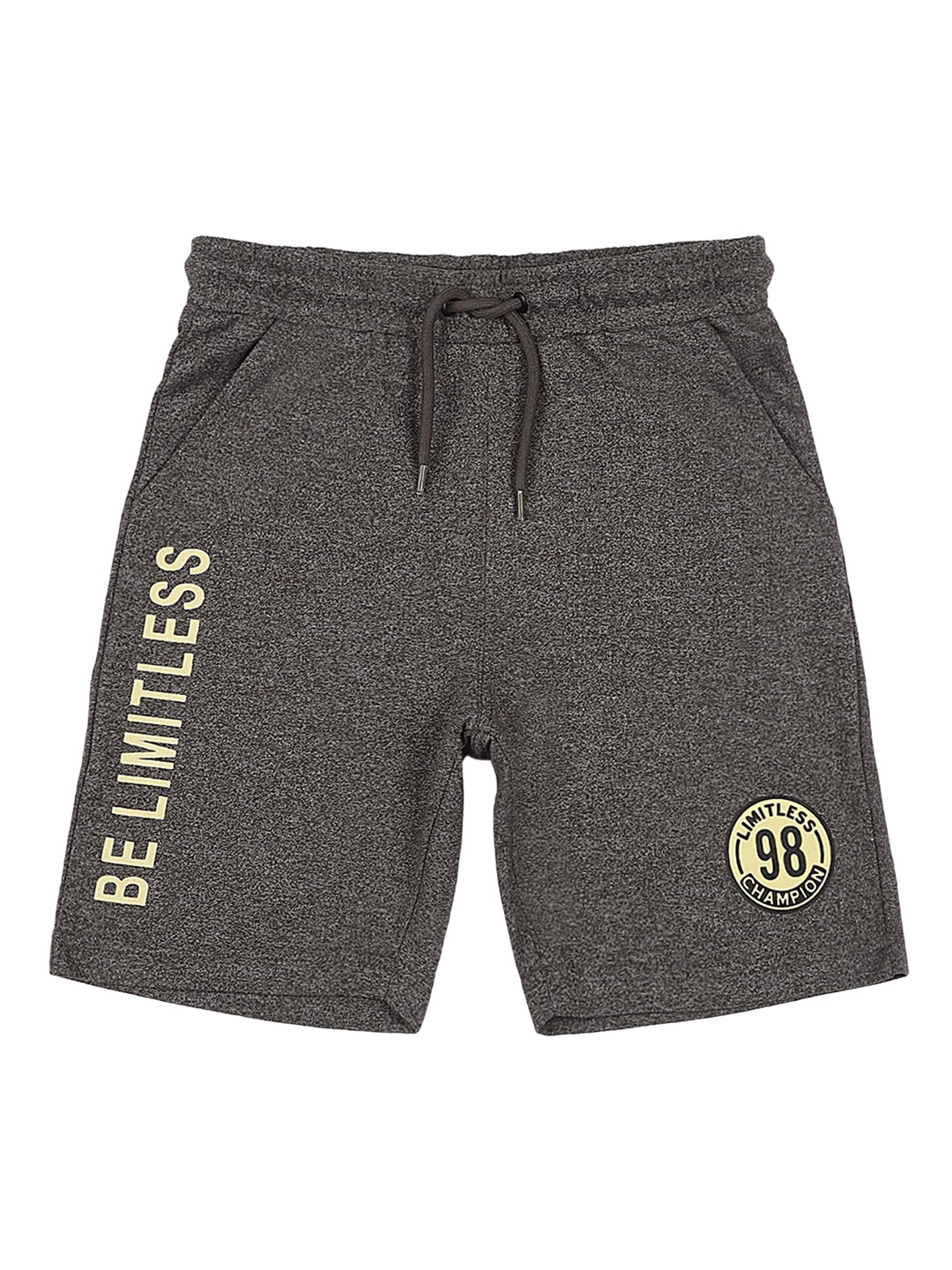 Provogue Boys Typography Printed Mid-Rise Outdoor Shorts, Grey