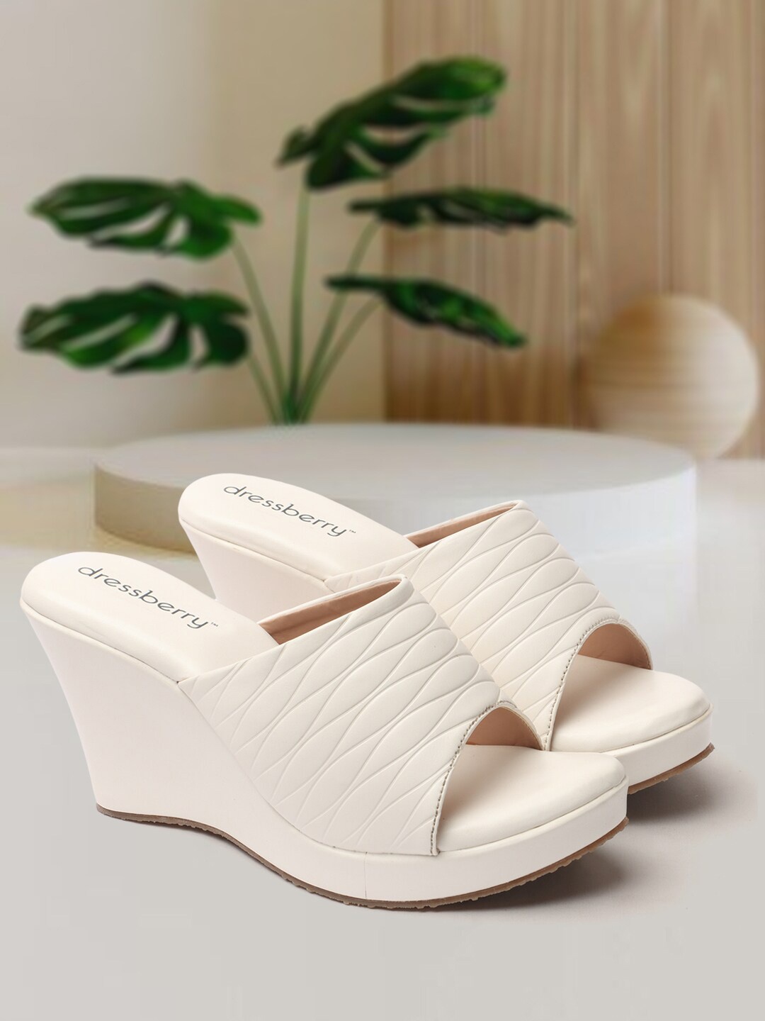 

DressBerry White Open Toe Wedge Heels