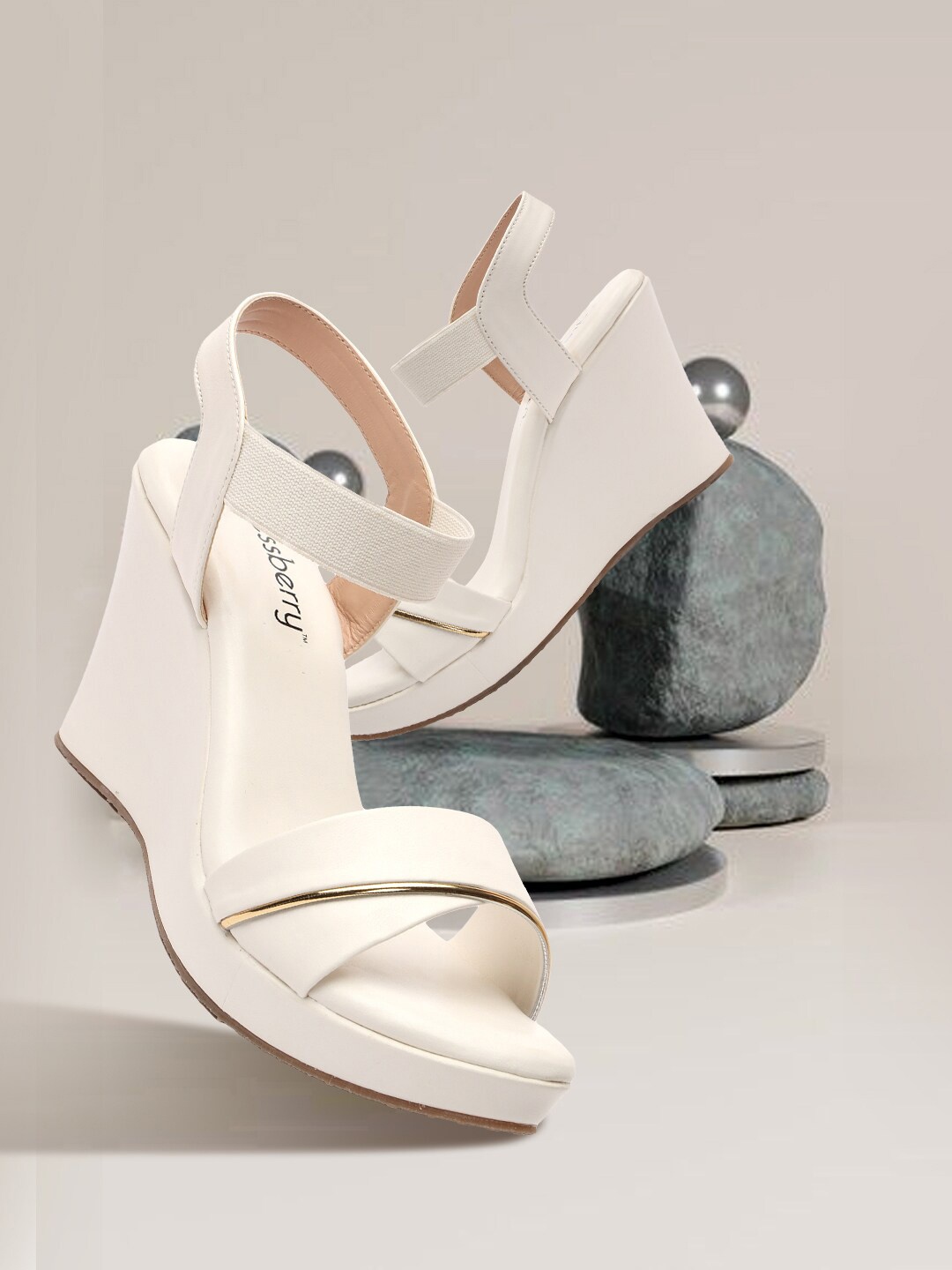 

DressBerry White Open Toe Wedge Heels