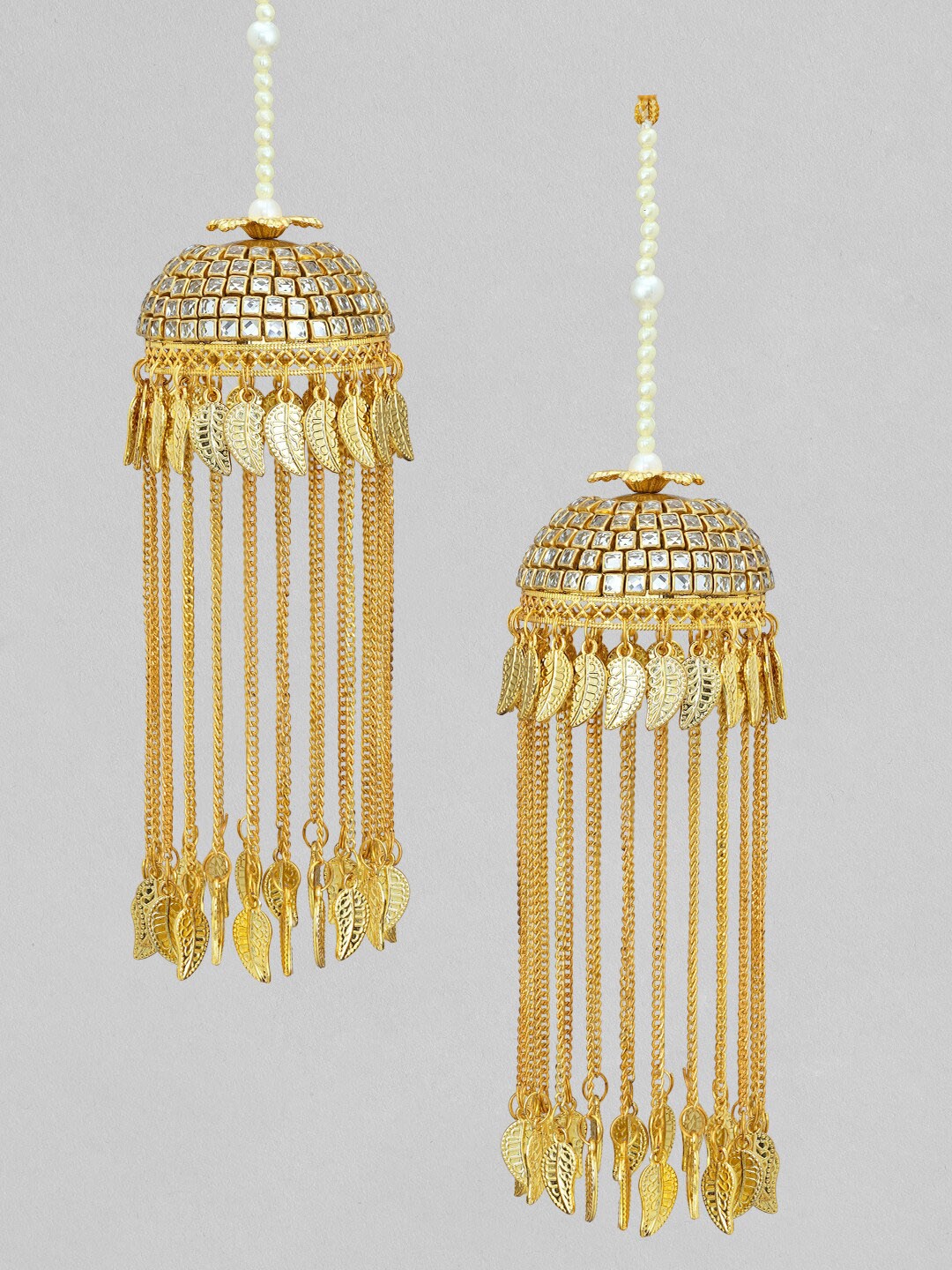 

Rubans Set Of 2 24K Gold-Plated Stone-Studded Brass Kaleeras