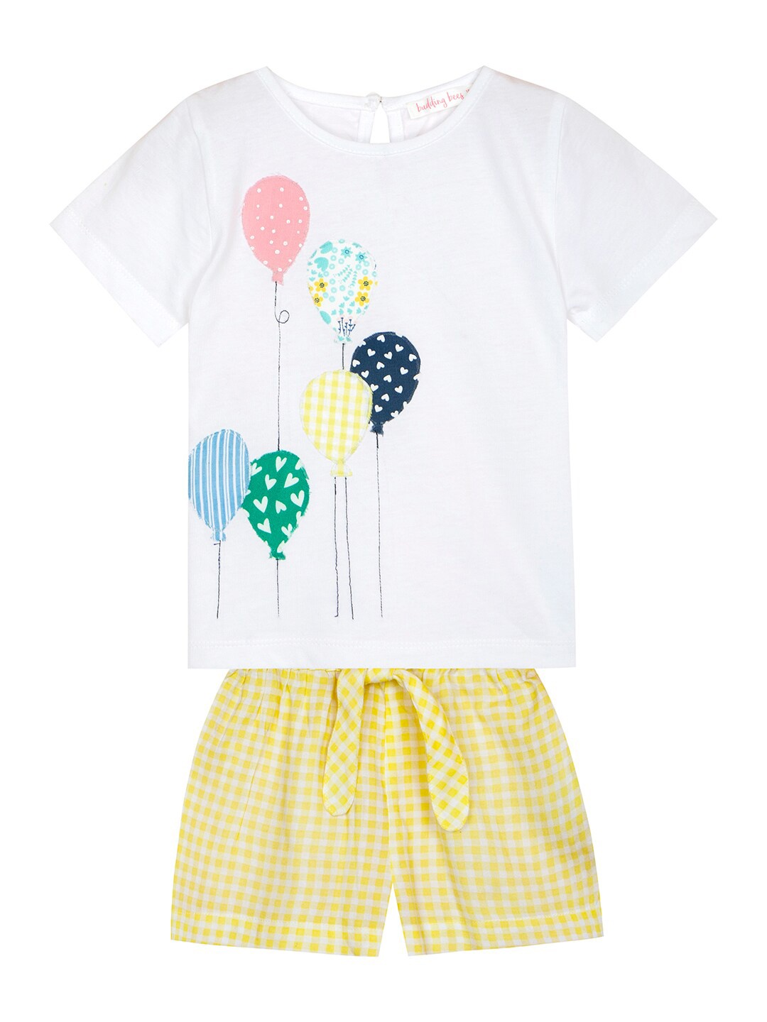 

Budding Bees Infant Girls Pure Cotton Top With Shorts Set, White