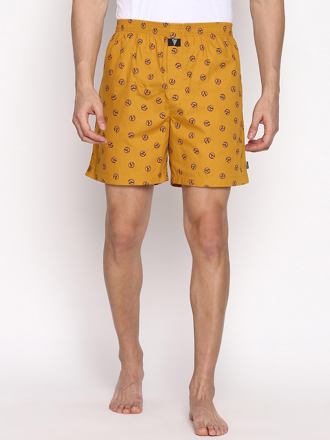 

Van Heusen Men CPB-67 Allover Print Side Pocket Side Slits Boxer Shorts, Yellow