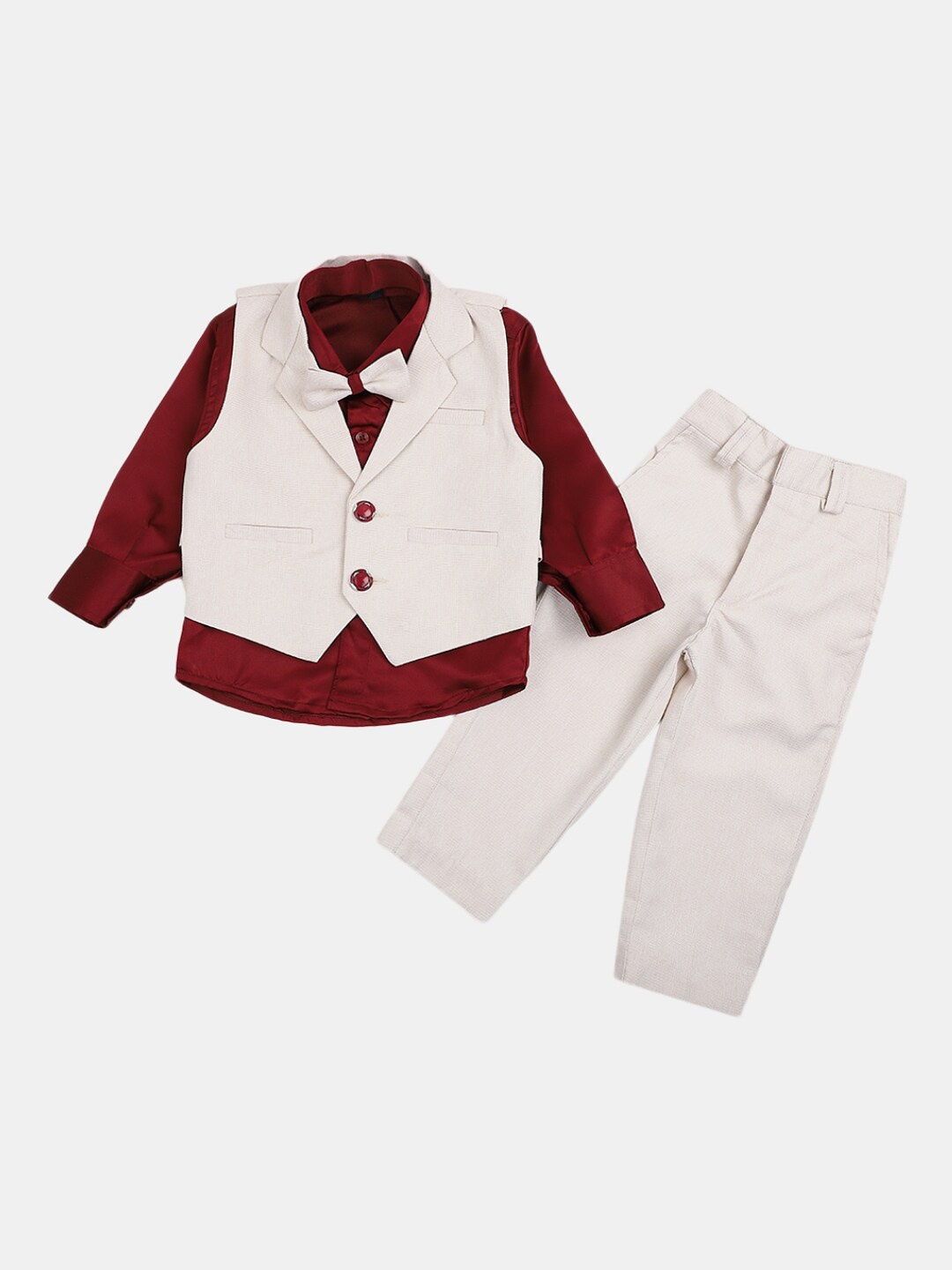 

V-Mart Boys Single-Breasted Three-Piece Suit, Maroon