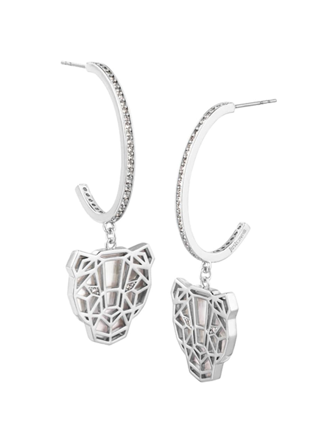 

Just Cavalli Stainless Steel Contemporary Half Hoop Earrings, Silver