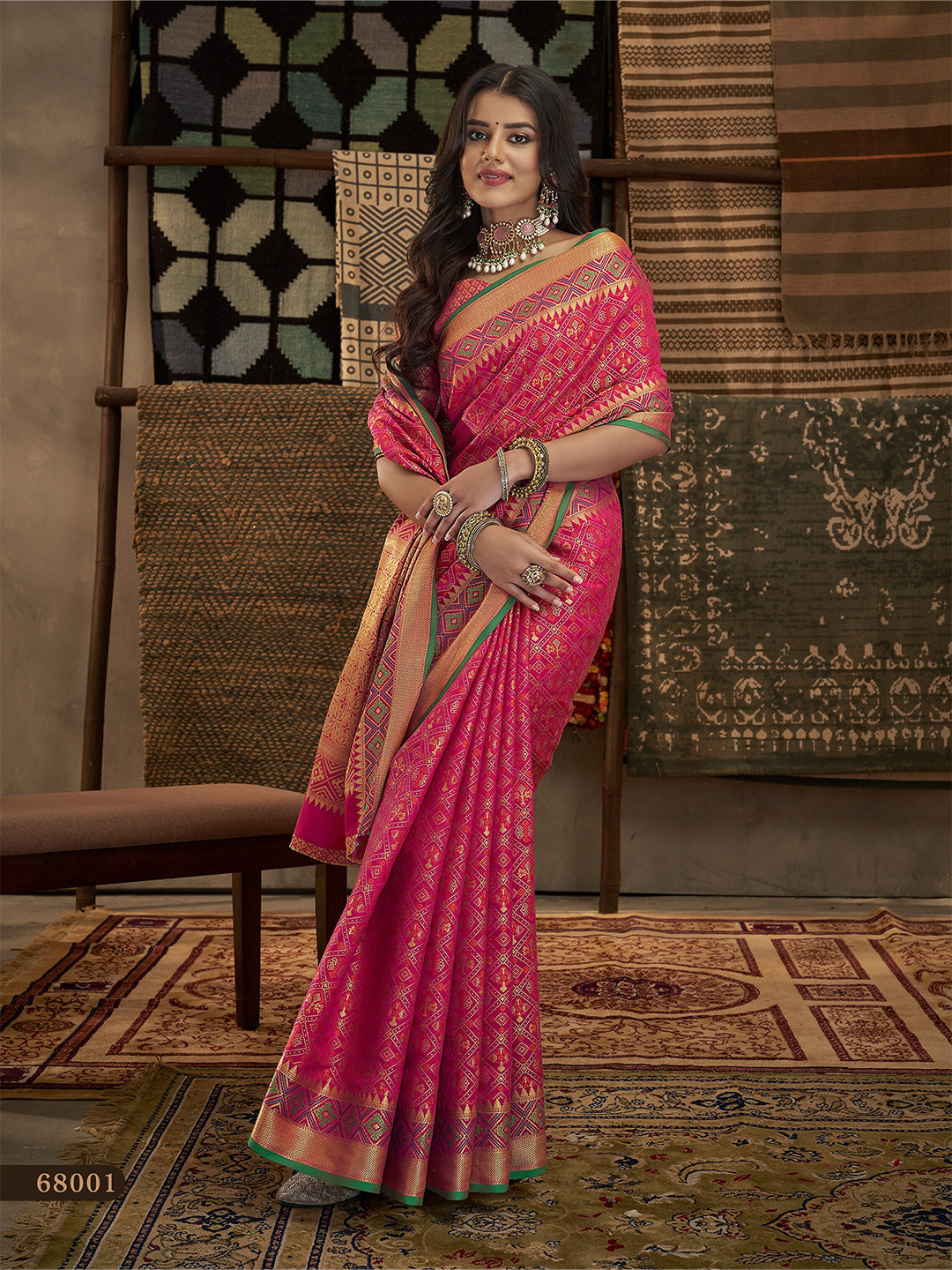 

DIVASTRI Ethnic Woven Design Zari Pure Silk Mysore Silk Saree, Pink