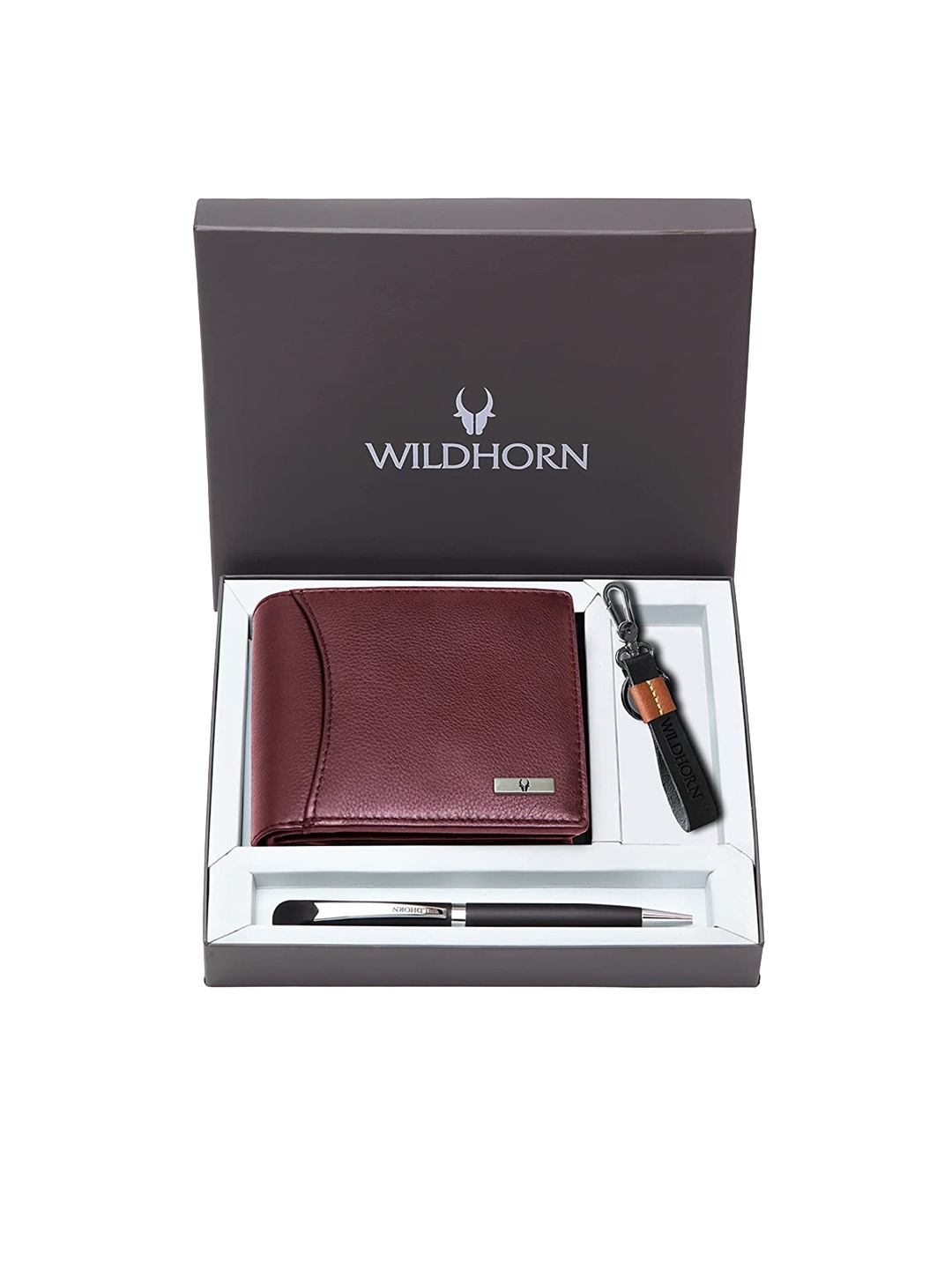 

WildHorn Textured Leather Accessory Gift Set, Maroon