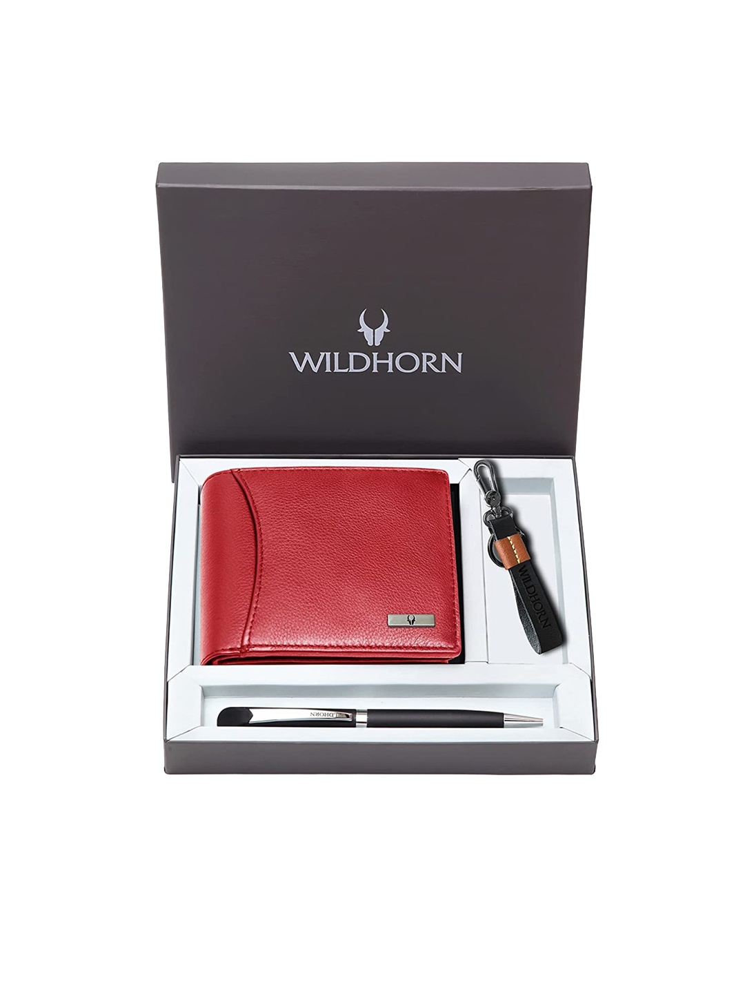 

WildHorn Textured Leather Accessory Gift Set, Red