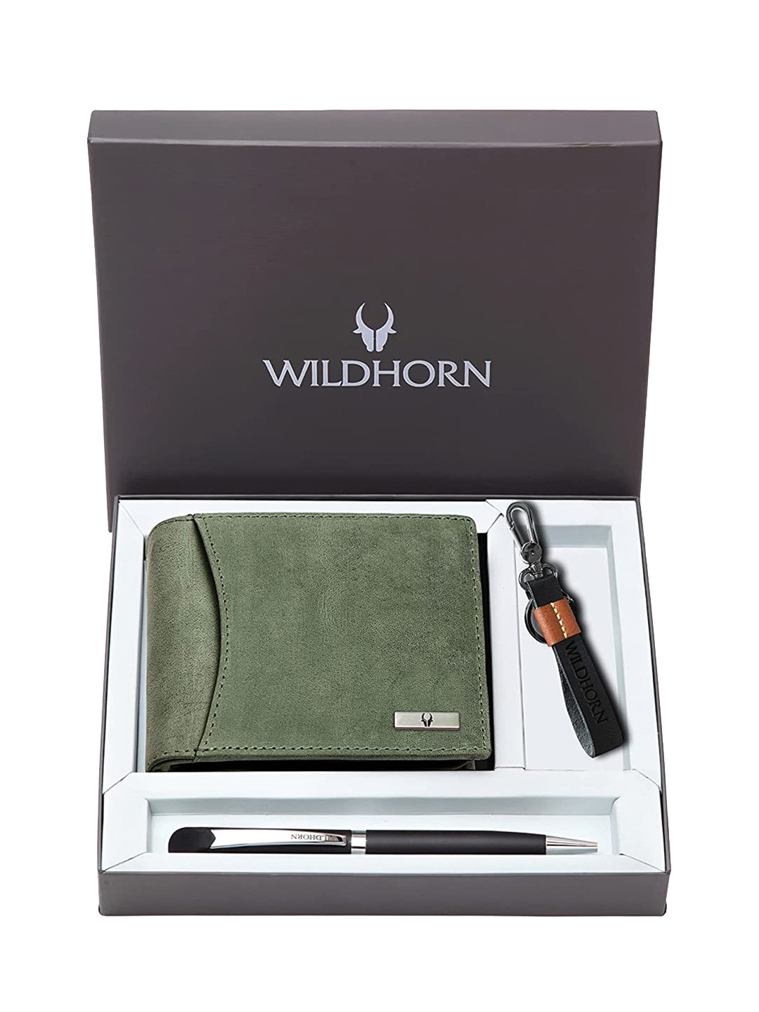 

WildHorn Textured Leather Accessory Gift Set, Green