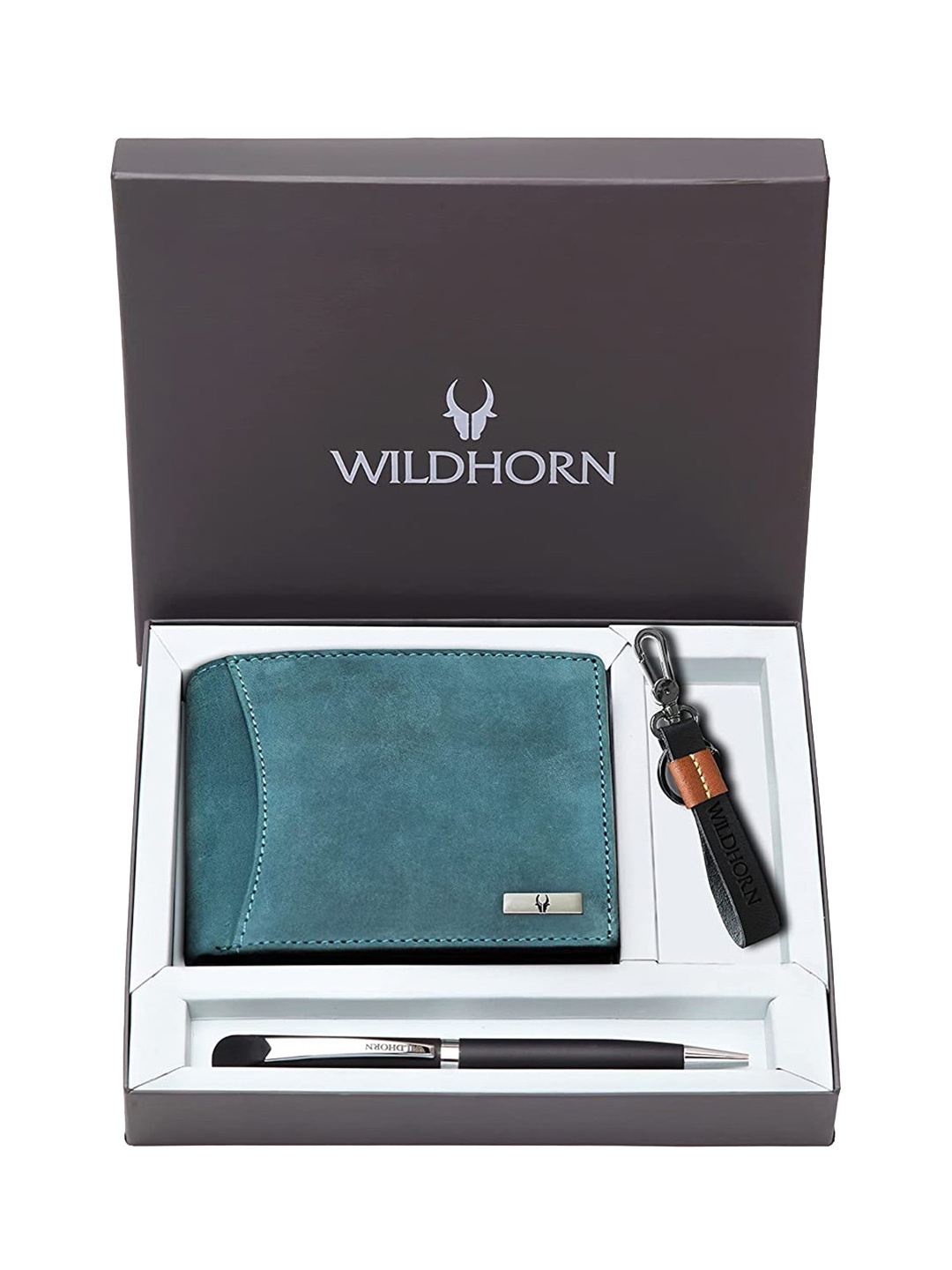 

WildHorn Textured Leather Accessory Gift Set, Blue
