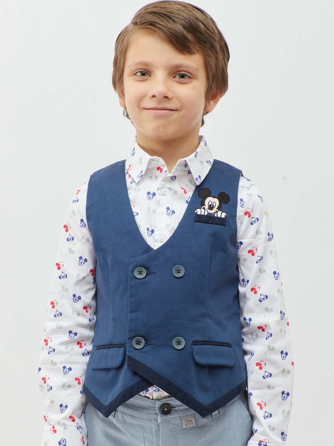 

One Friday Boys Woven Mickey Waistcoat, Navy blue