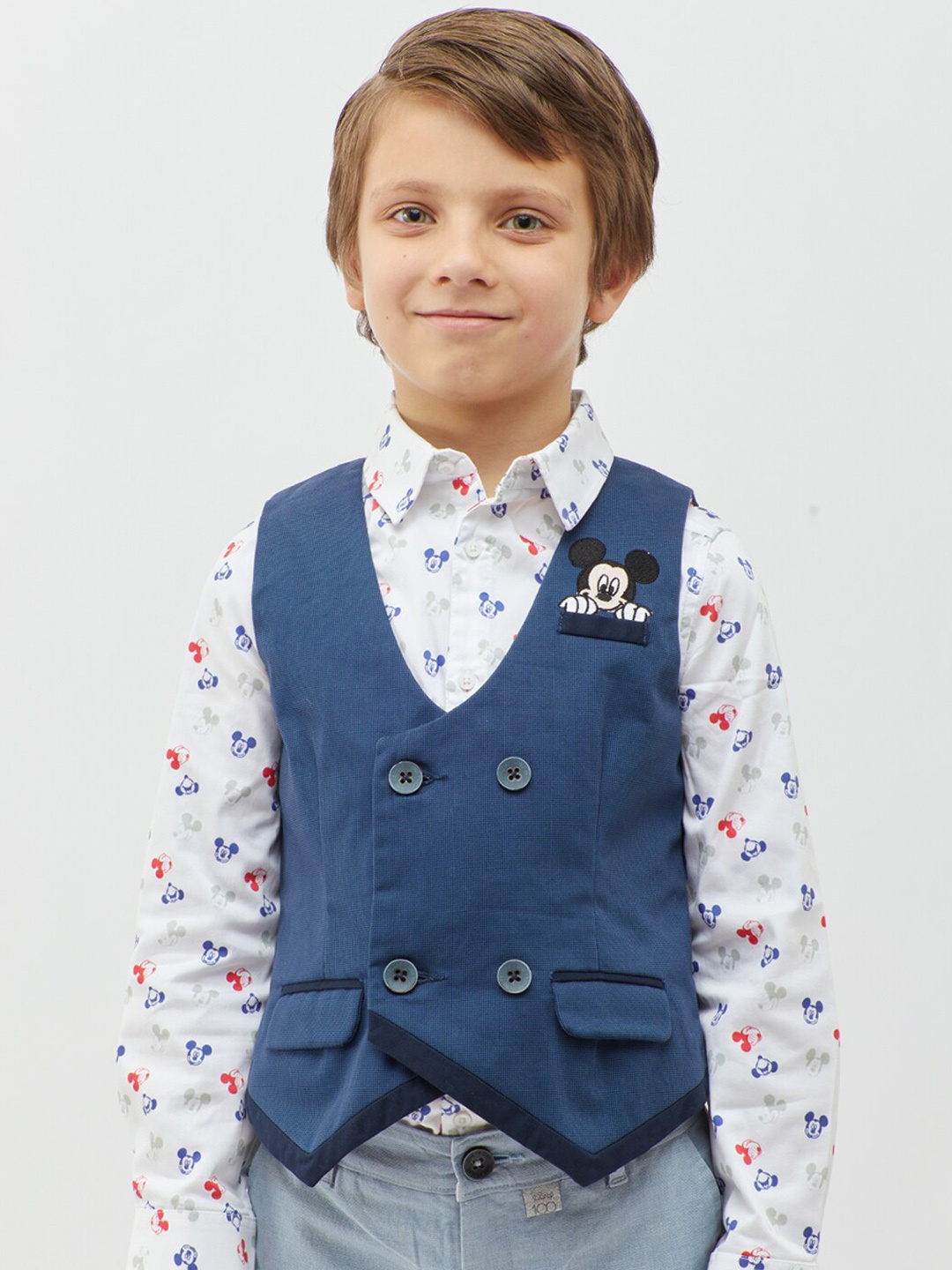 

One Friday Boys Woven Mickey Waistcoat, Navy blue
