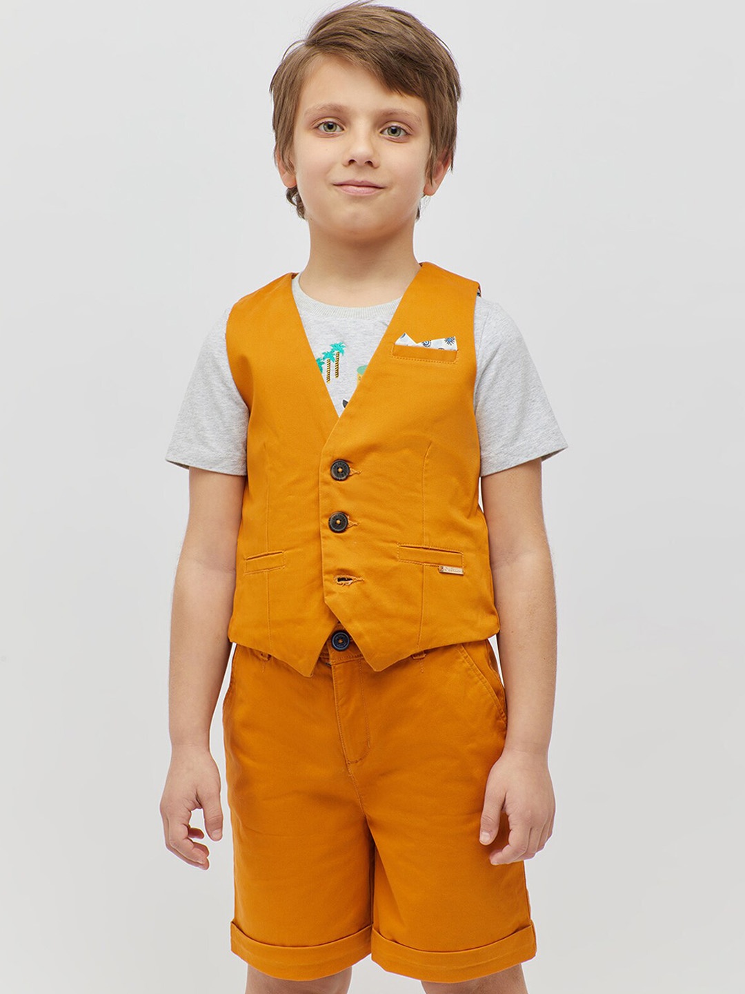 

One Friday Boys Woven Waistcoat, Mustard