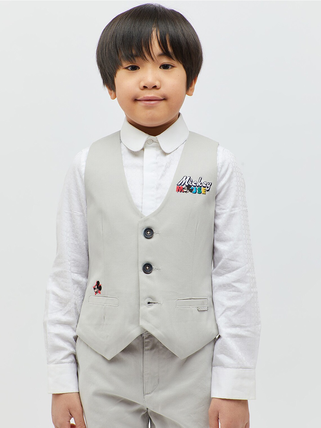 

One Friday Boys Woven Mickey Waistcoat, Grey