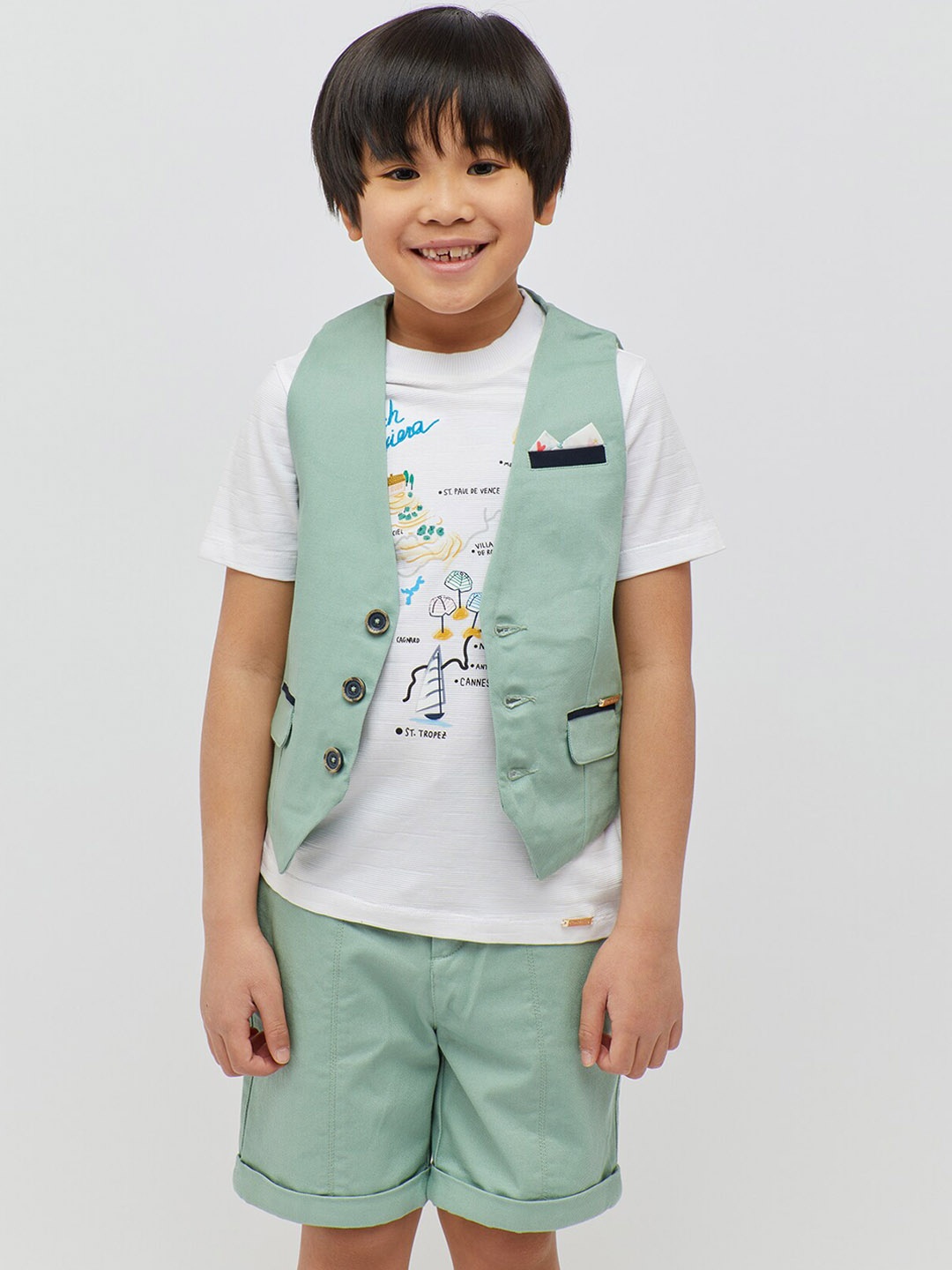 

One Friday Boys Woven Waistcoat, Green