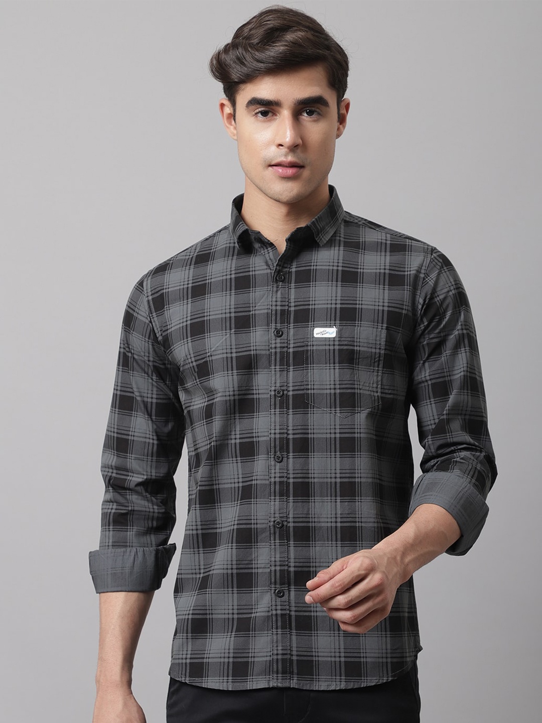 

Majestic Man Smart Slim Fit Tartan Checked Casual Shirt, Grey
