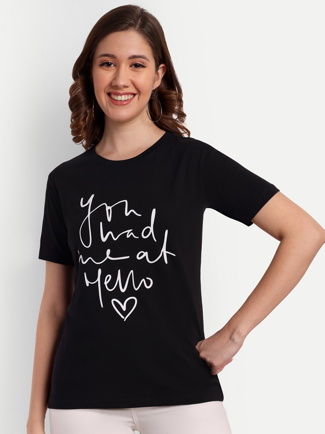 

Sttavoss Typography Printed Slim Fit Cotton T-shirt, Black