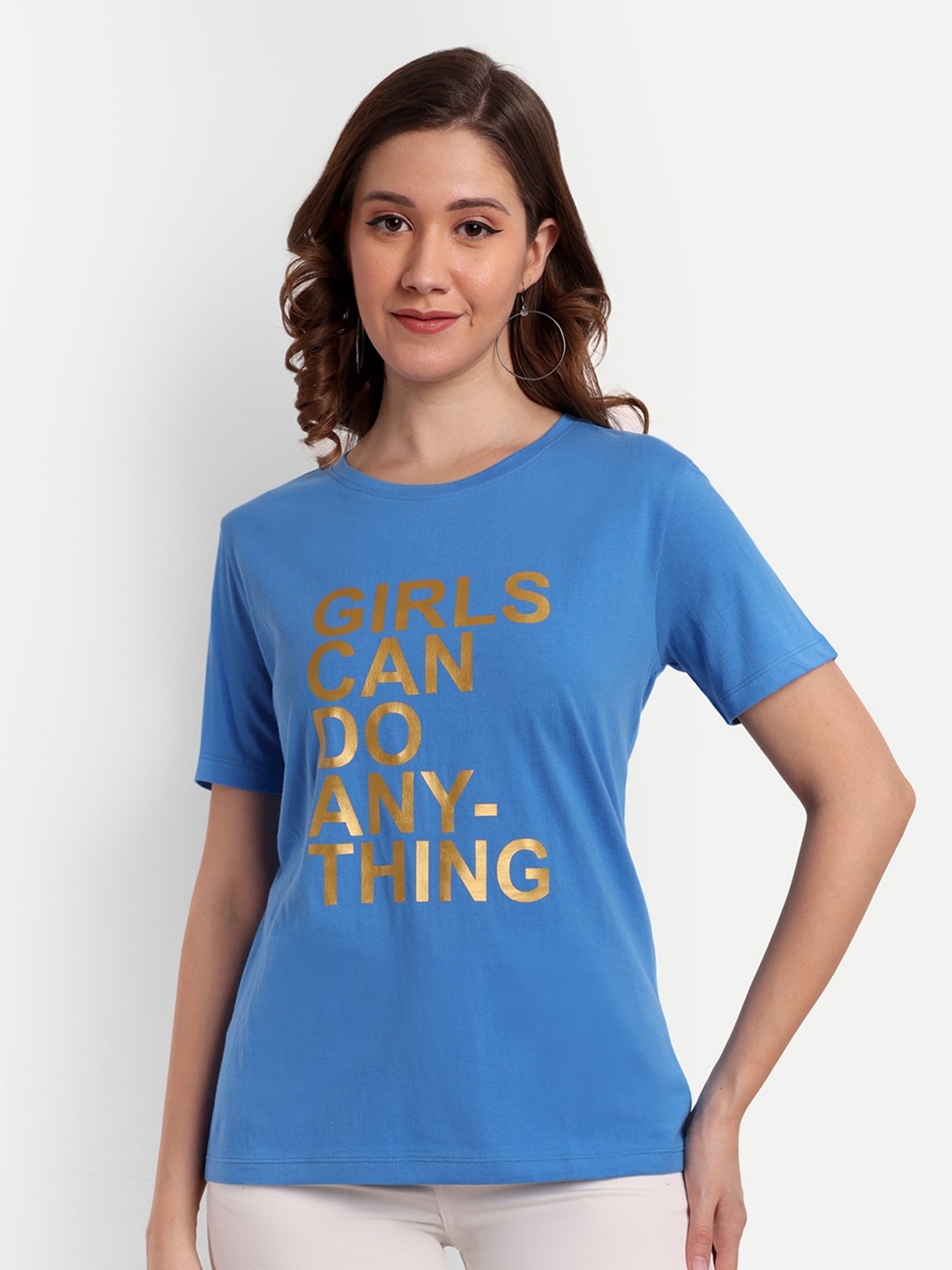 

Sttavoss Typography Round Neck Cotton Slim Fit T-shirt, Teal