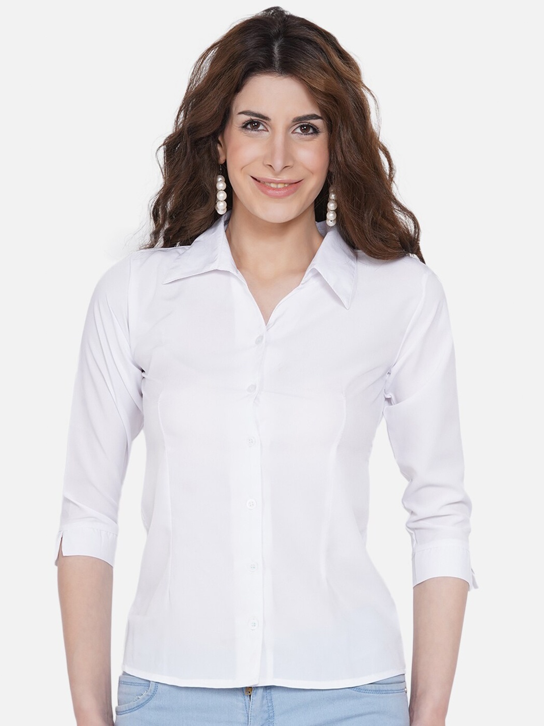 

KALINI Spread Collar Formal Shirt, White