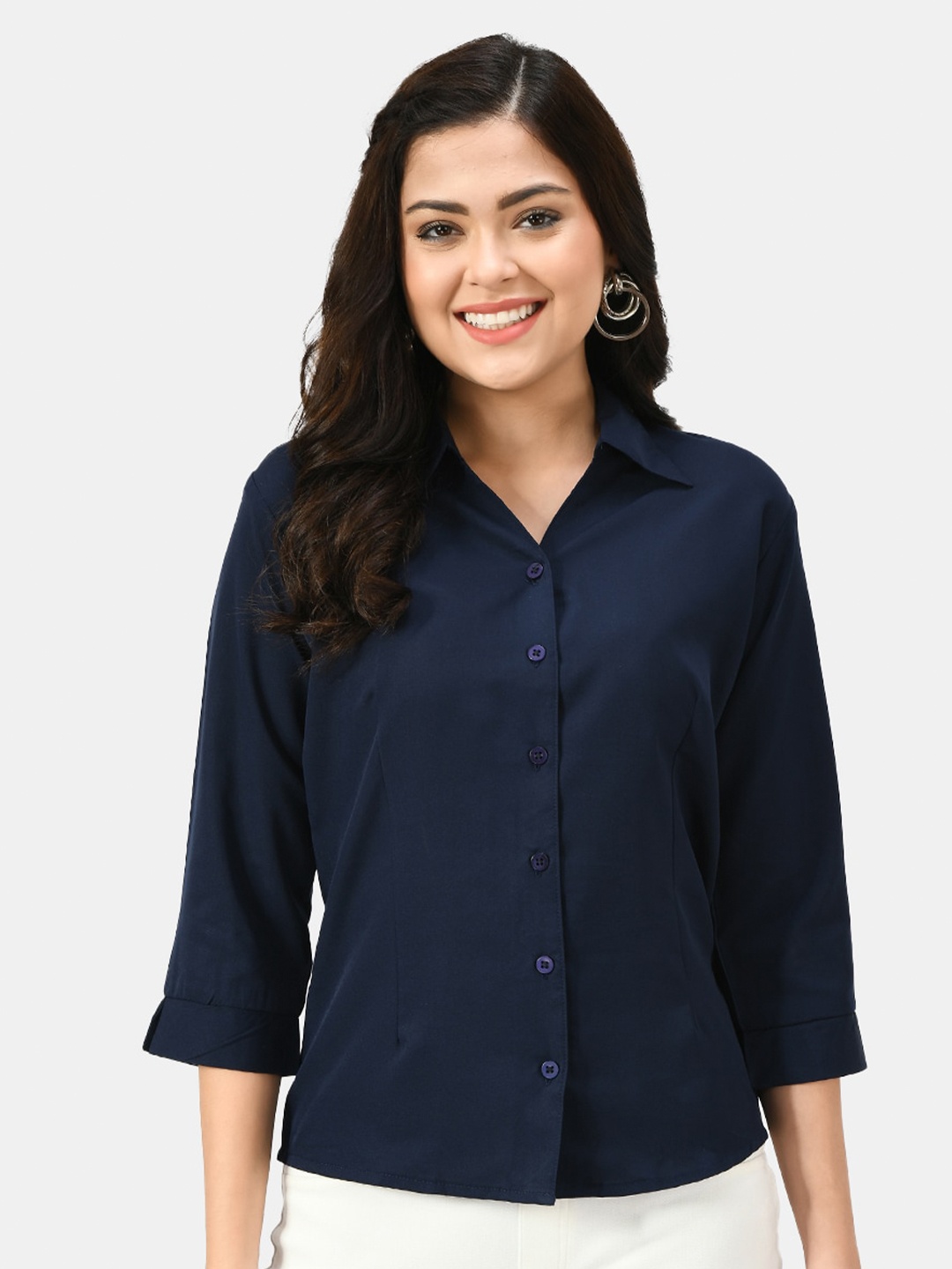 

KALINI Spread Collar Formal Shirt, Blue