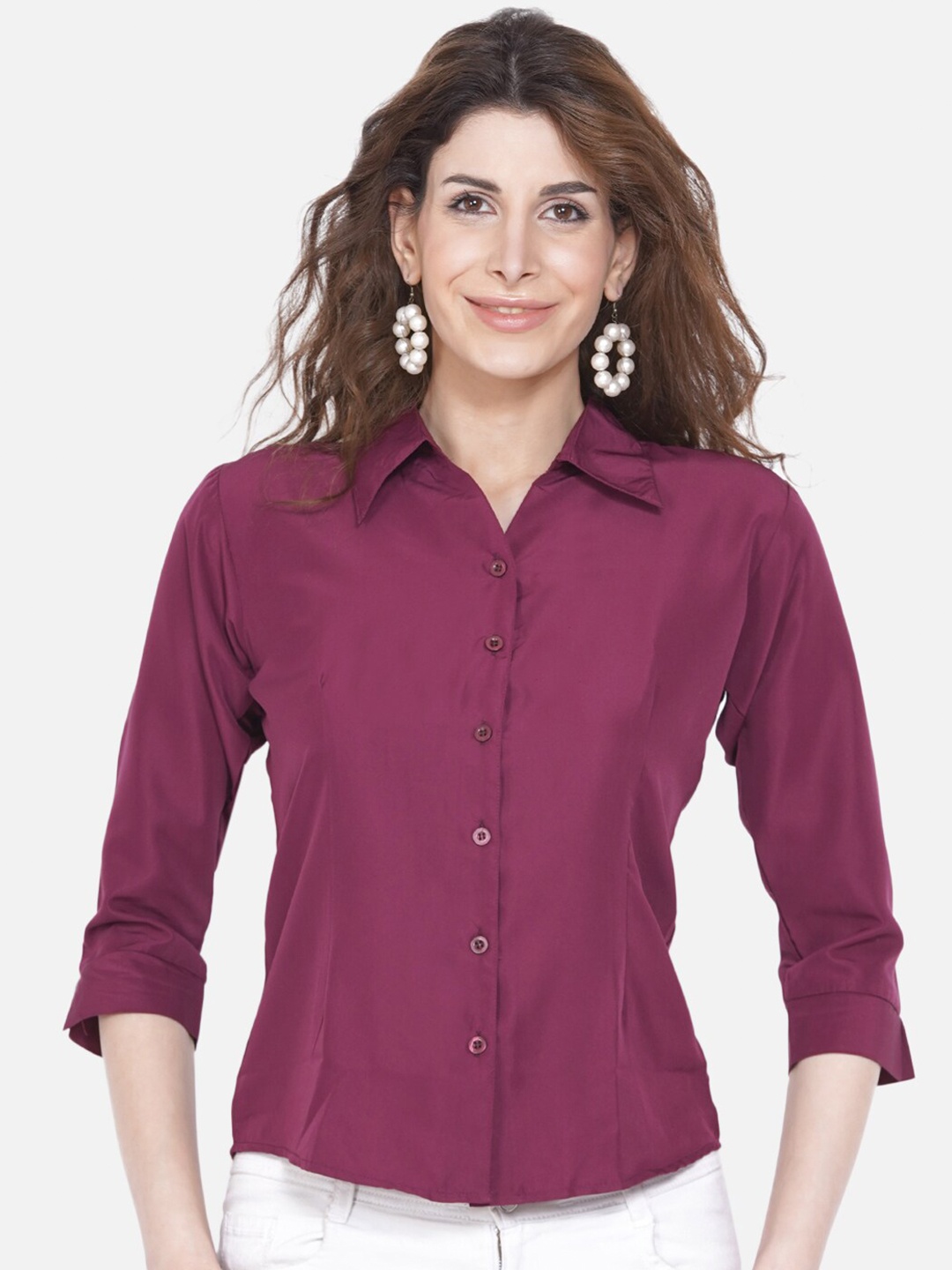 

KALINI Spread Collar Formal Shirt, Burgundy