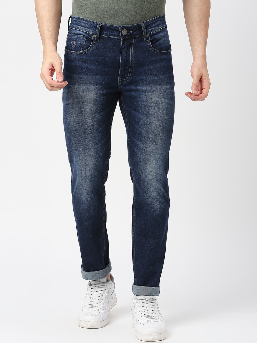 

DRAGON HILL Men Straight Fit Clean Look Low-Rise Heavy Fade Whiskers Cotton Jeans, Blue