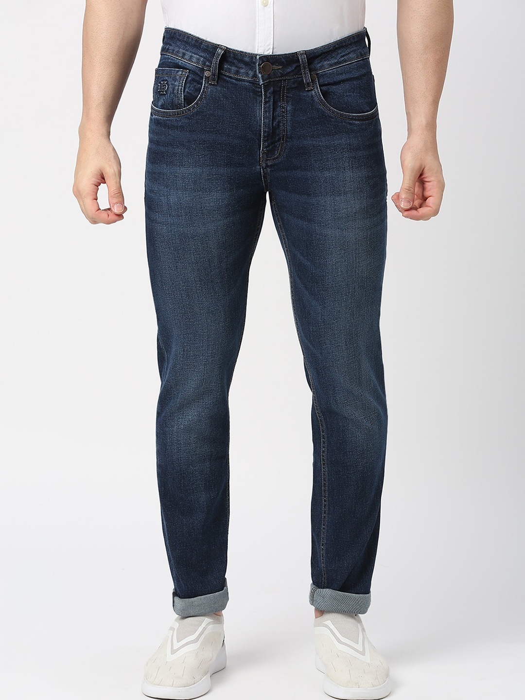

DRAGON HILL Men Low-Rise Light Fade Slim Fit Cotton Jeans, Blue