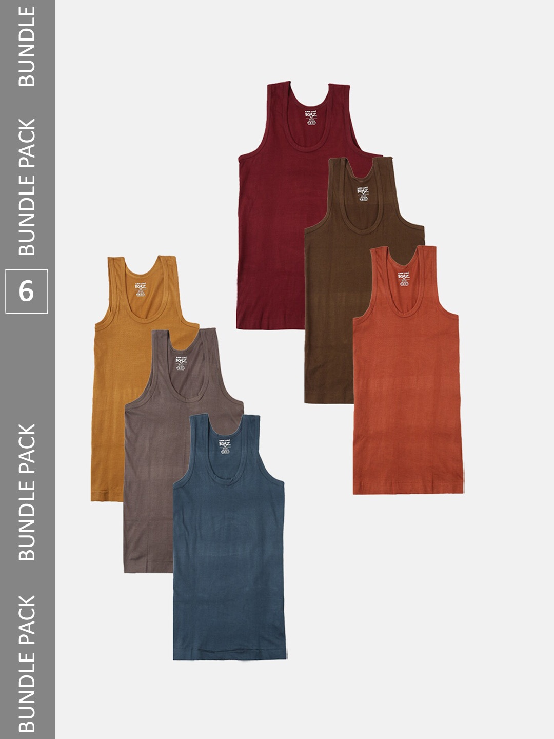 

Lux Cozi Boys Pack Of 6 Pure Cotton Innerwear Vests, Assorted
