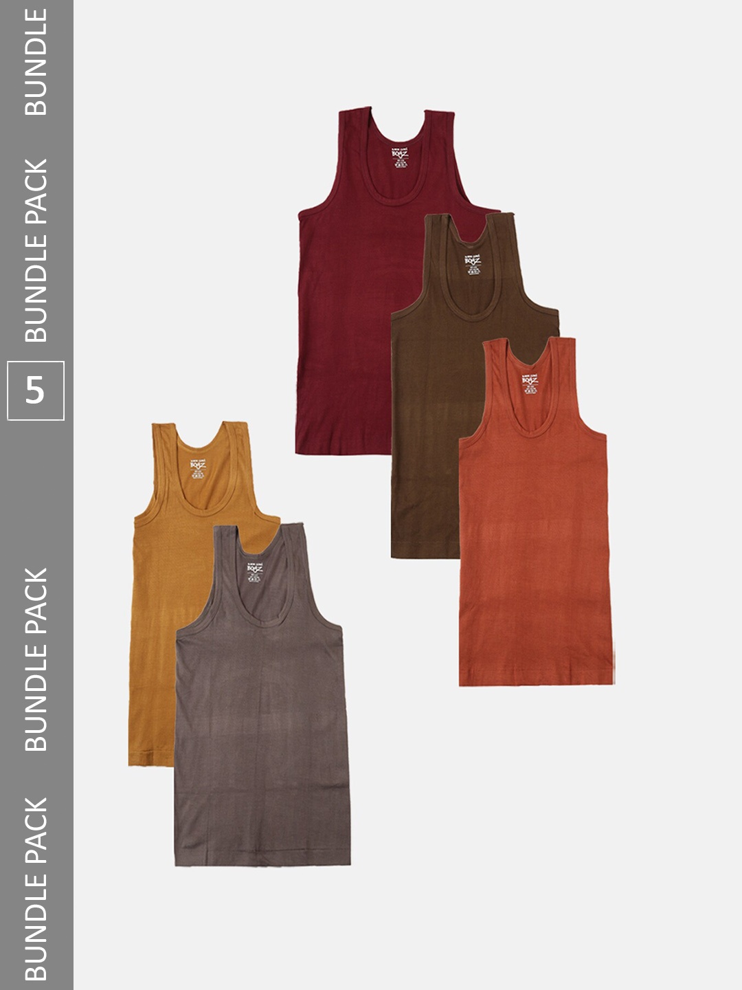 

Lux Cozi Boys Pack Of 5 Cotton Odour Free Innerwear Vests, Maroon