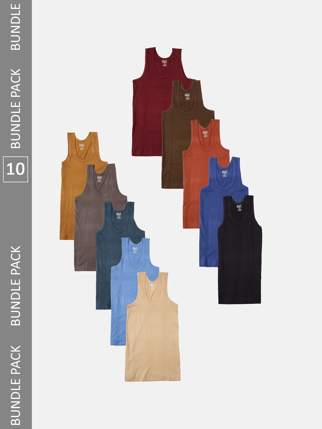 

Lux Cozi Boys Pack Of 10 Cotton Odour Free Innerwear Vests, Assorted