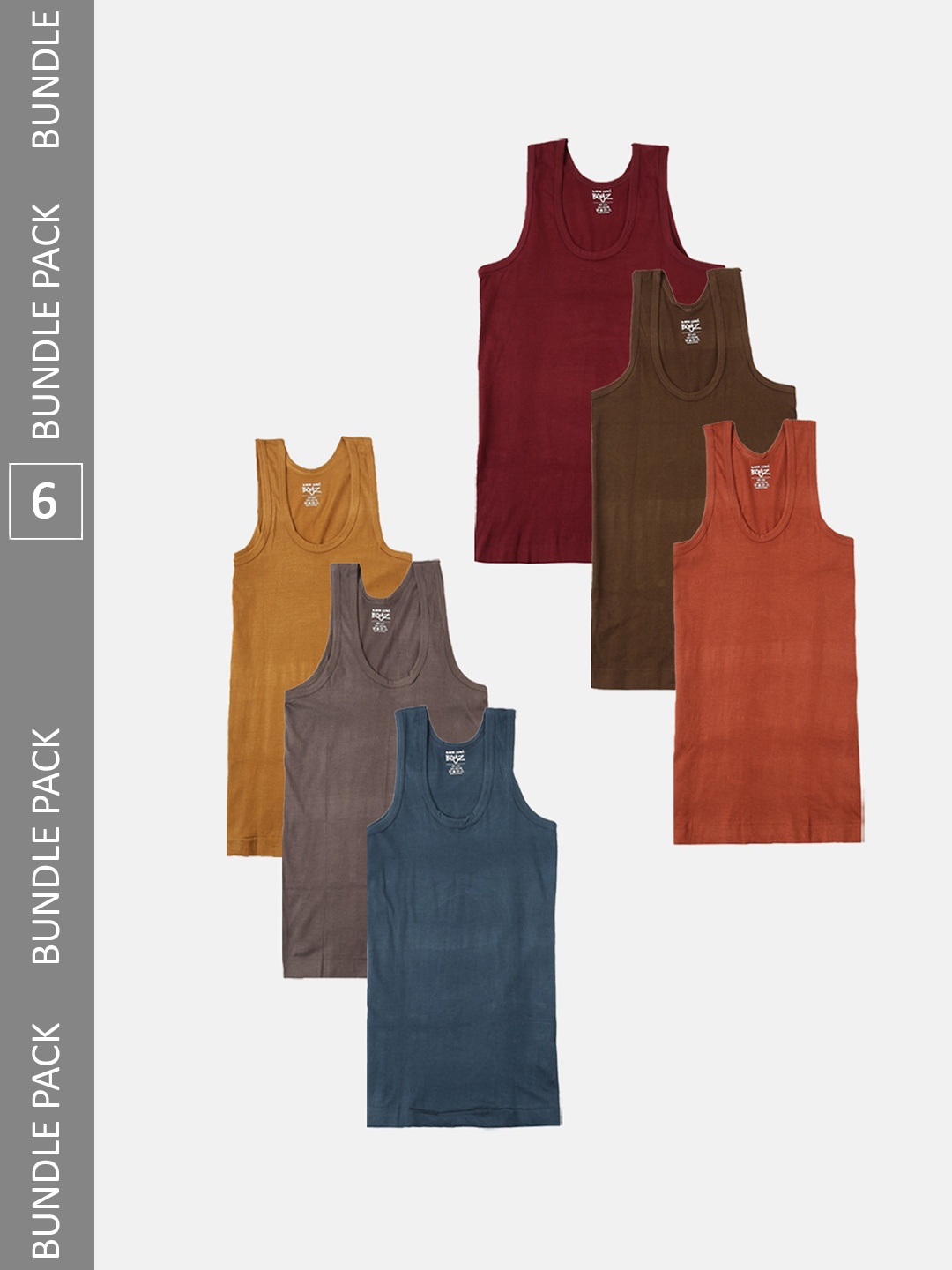 

Lux Cozi Boys Pack Of 6 Assorted Moisture Wicking Odour Free Cotton Innerwear Vests