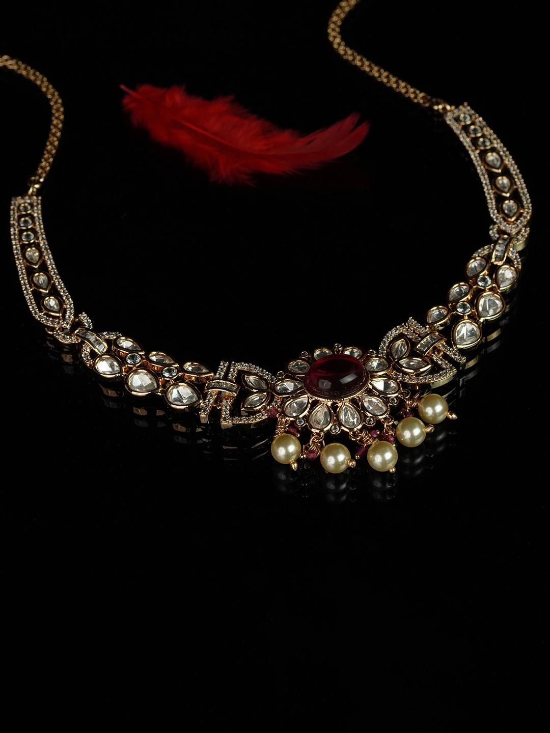 

Kord Store 18K Gold-Plated Kundan-Studded & Beaded Vilandi Jewellery Set